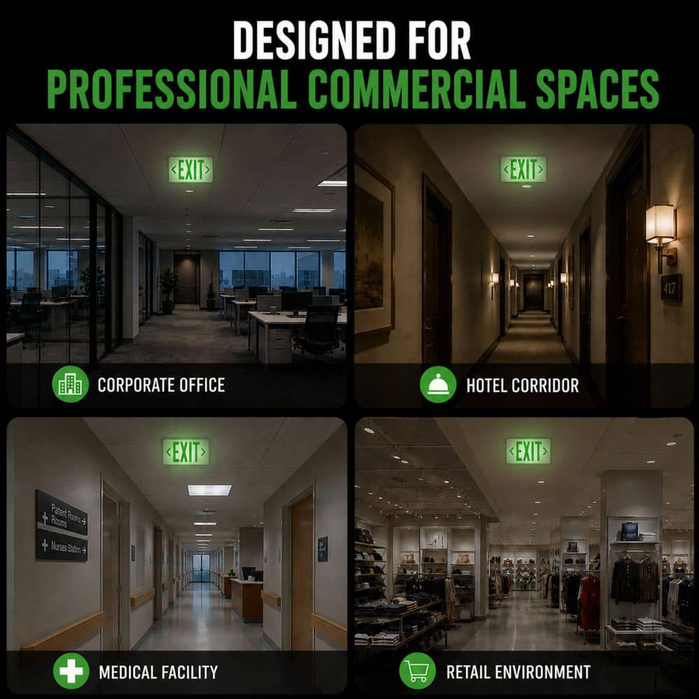 Commercial Electric 1-Pack 3.0-Watt 4.8-Volt Integrated LED Brushed Aluminum Red/Green Exit Sign 120-Volt/277-Volt (3)