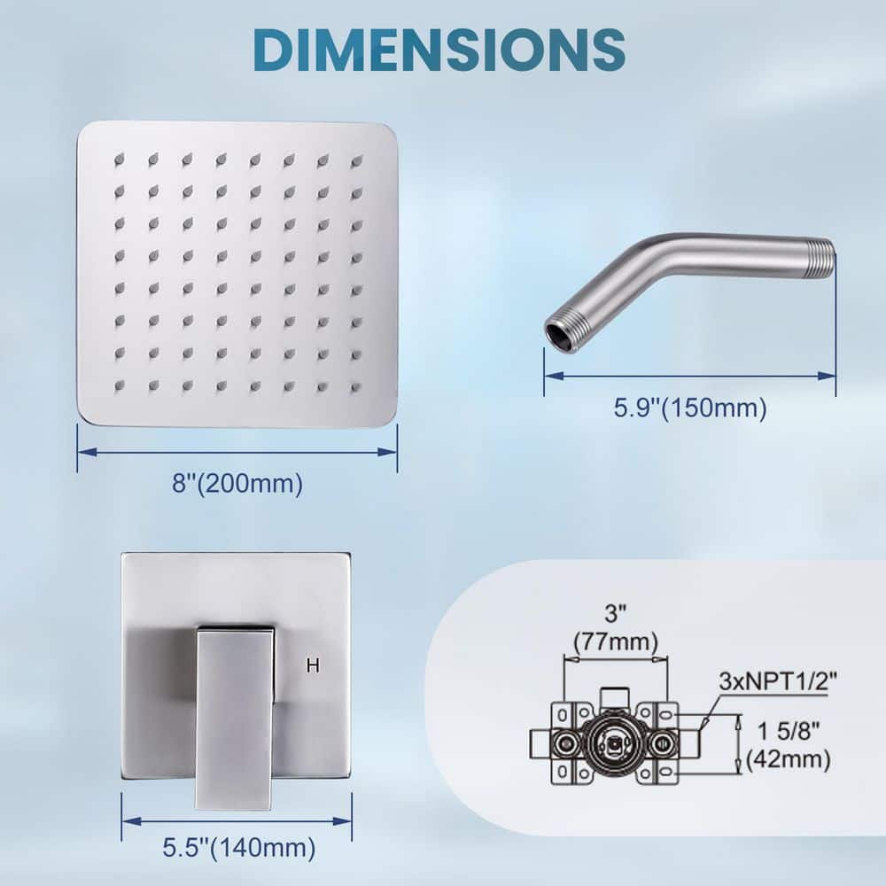 ALEASHA Single Handle 1-Spray Shower Faucet 1.8 GPM with Pressure Balance (Valve Included) (4)