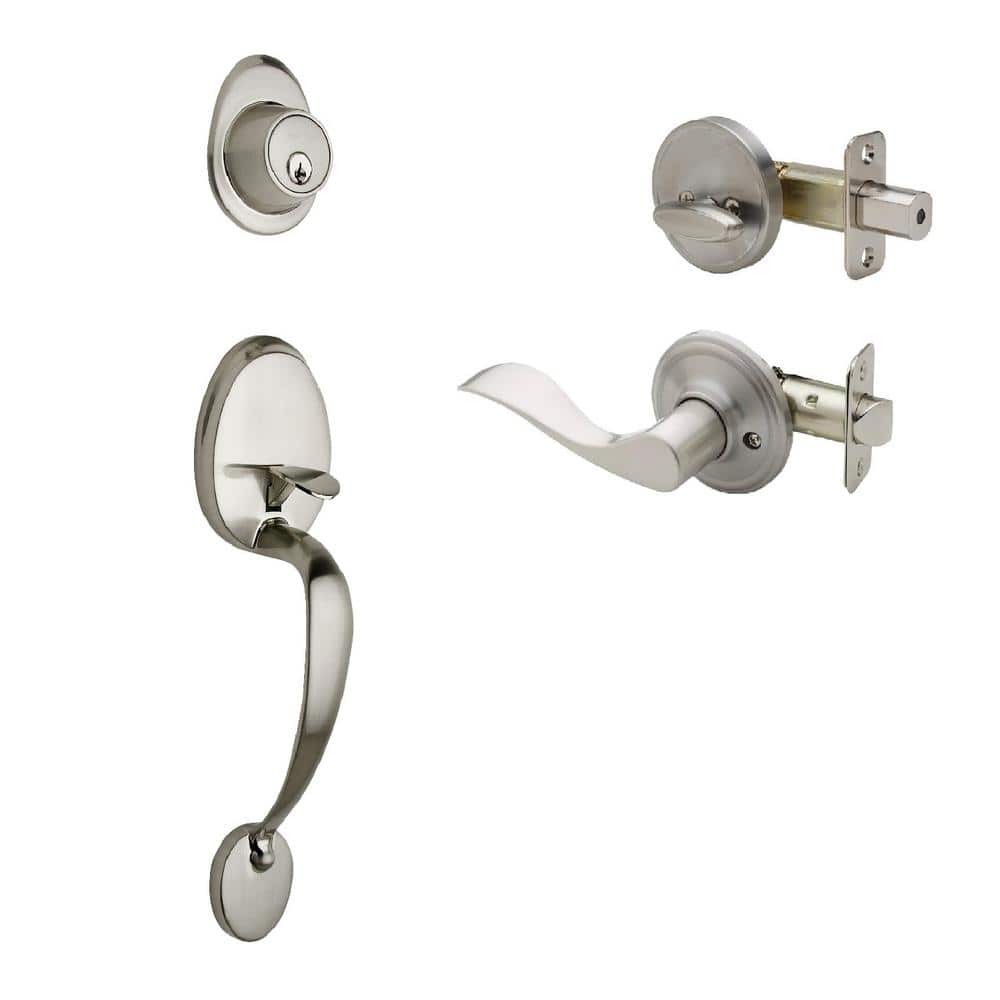 Copper Creek Colonial Satin Stainless Door Handleset and Waverly Handle Trim (1)