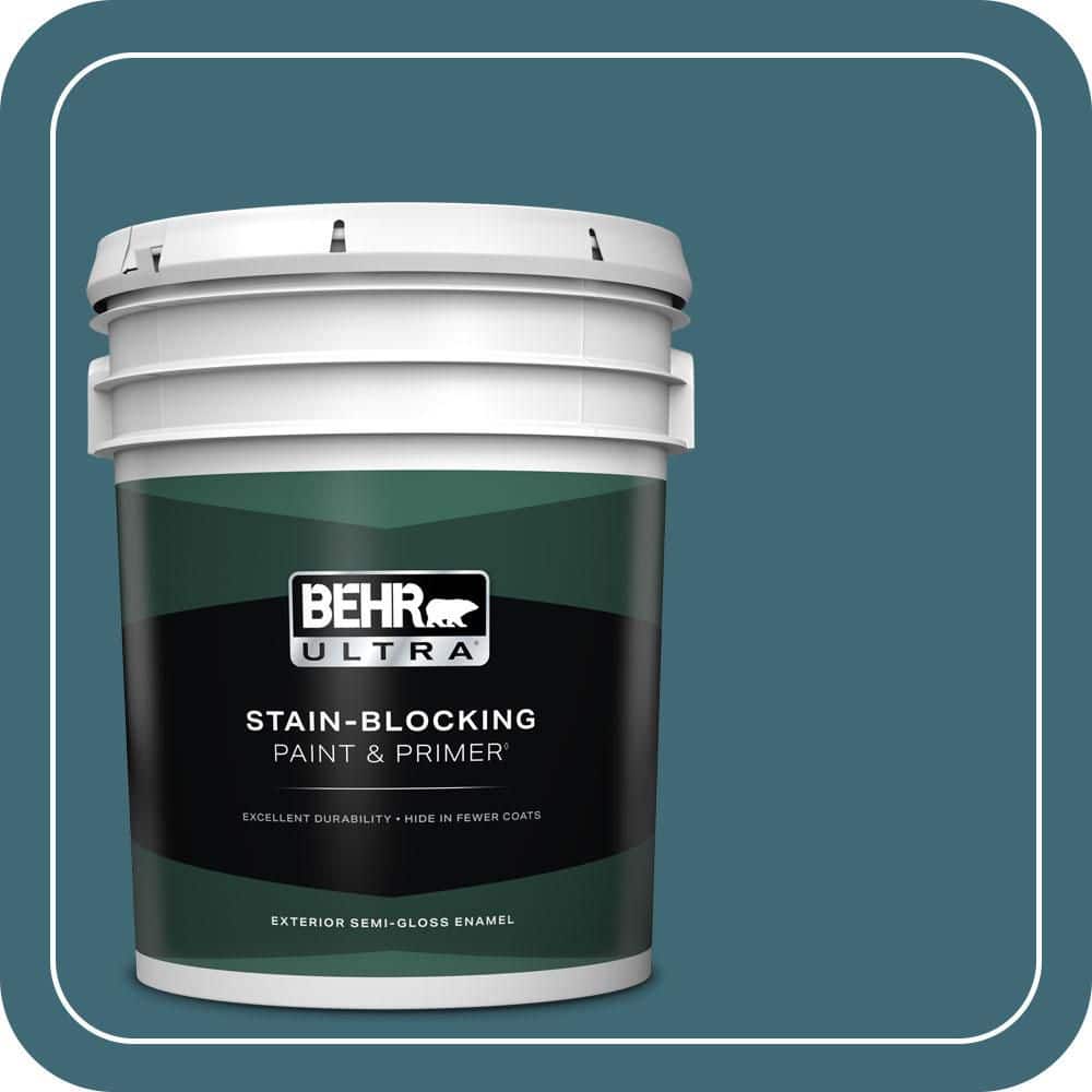 BEHR ULTRA 5 gal. #PMD-45 Teal Mosaic Semi-Gloss Enamel Exterior Paint & Primer