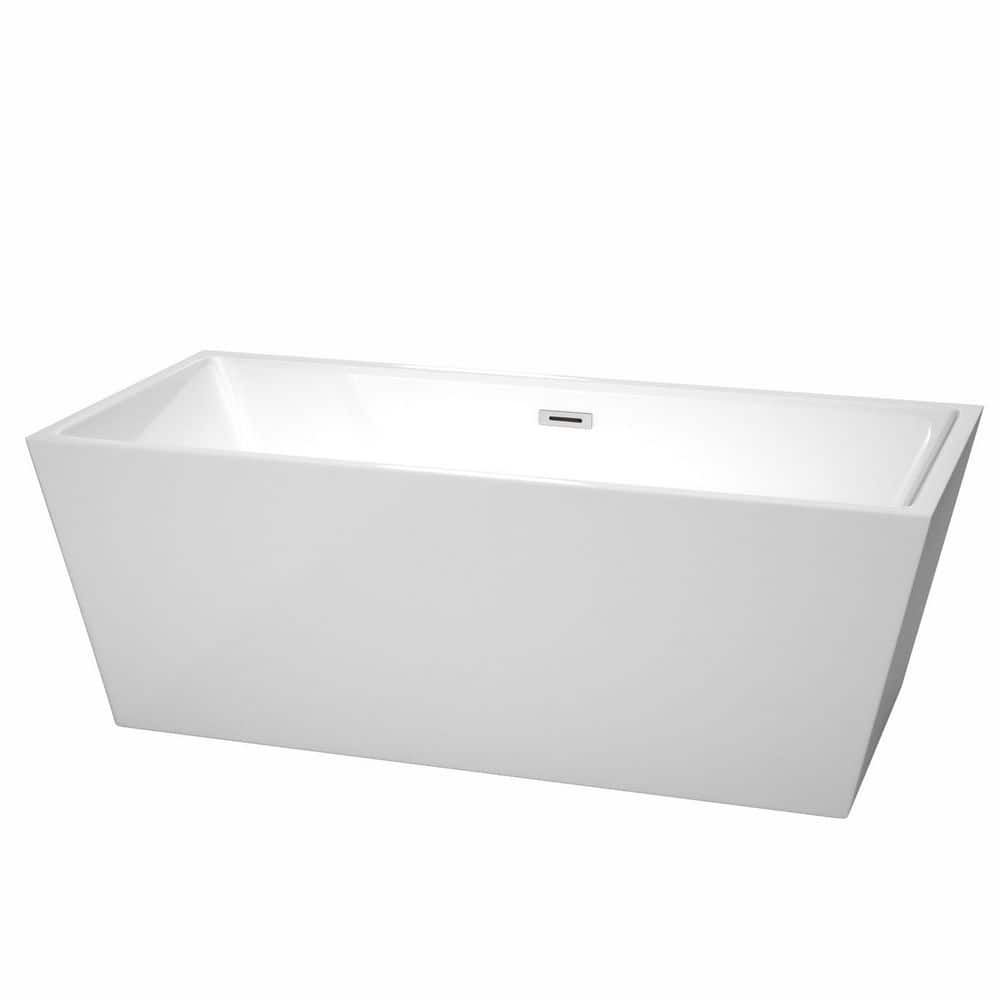 Wyndham Collection Sara Acrylic Flatbottom Center Drain Soaking Tub White (2)