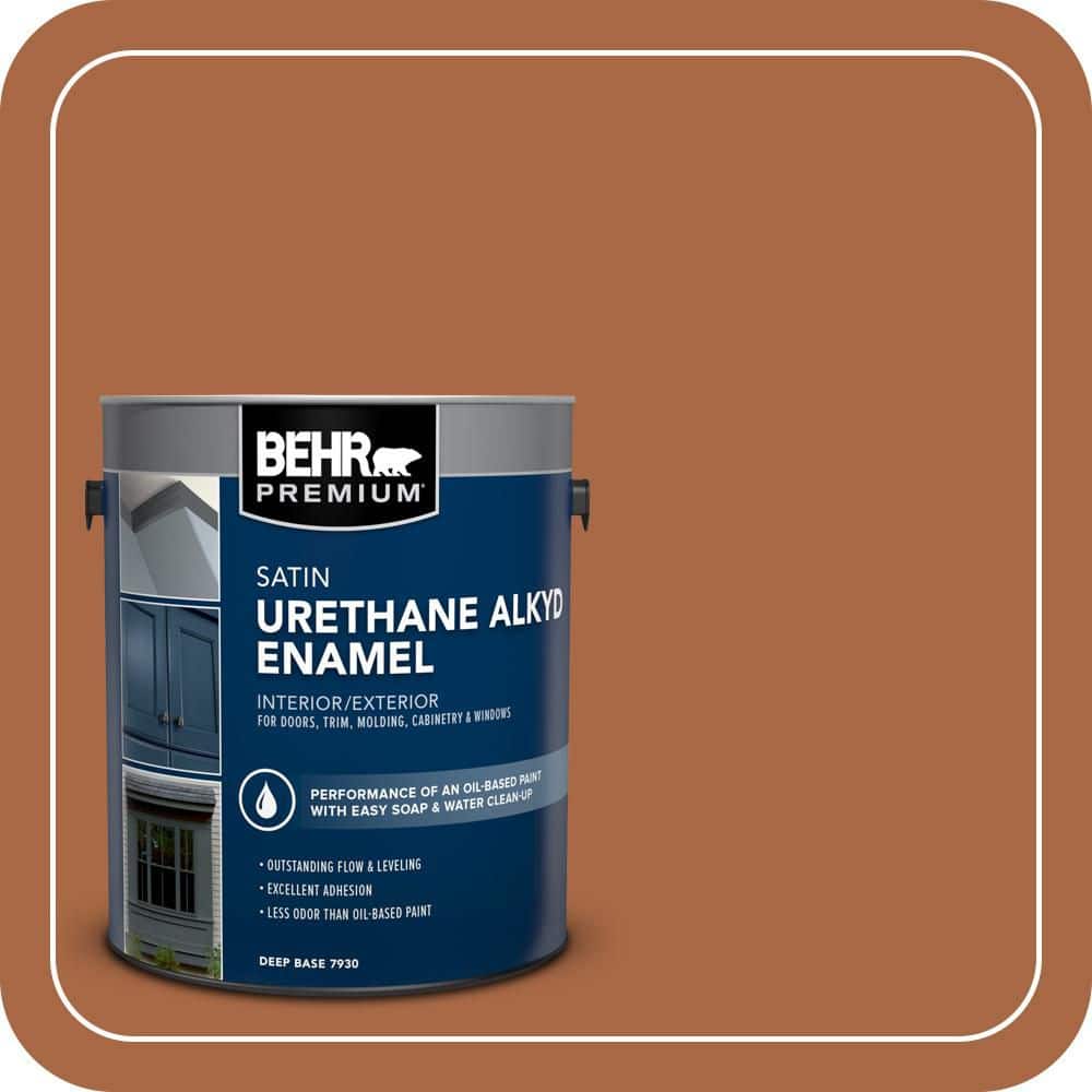 BEHR PREMIUM 1 gal. #PPU3-16 Maple Glaze Urethane Alkyd Satin Enamel Interior/Exterior Paint (1)