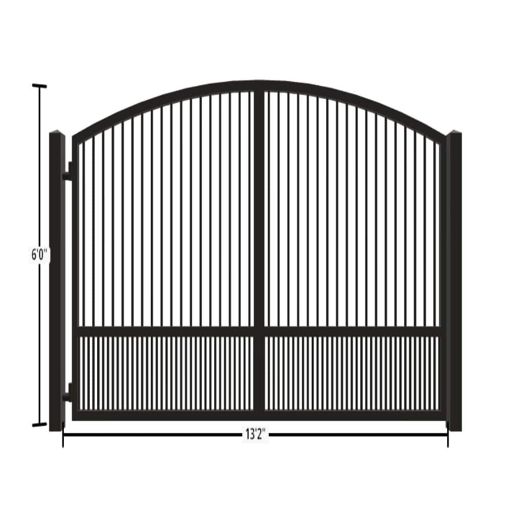 Unbranded Driveway Gate — Swing, Side, Arch, Puppy, Black — 158"W x 72"H