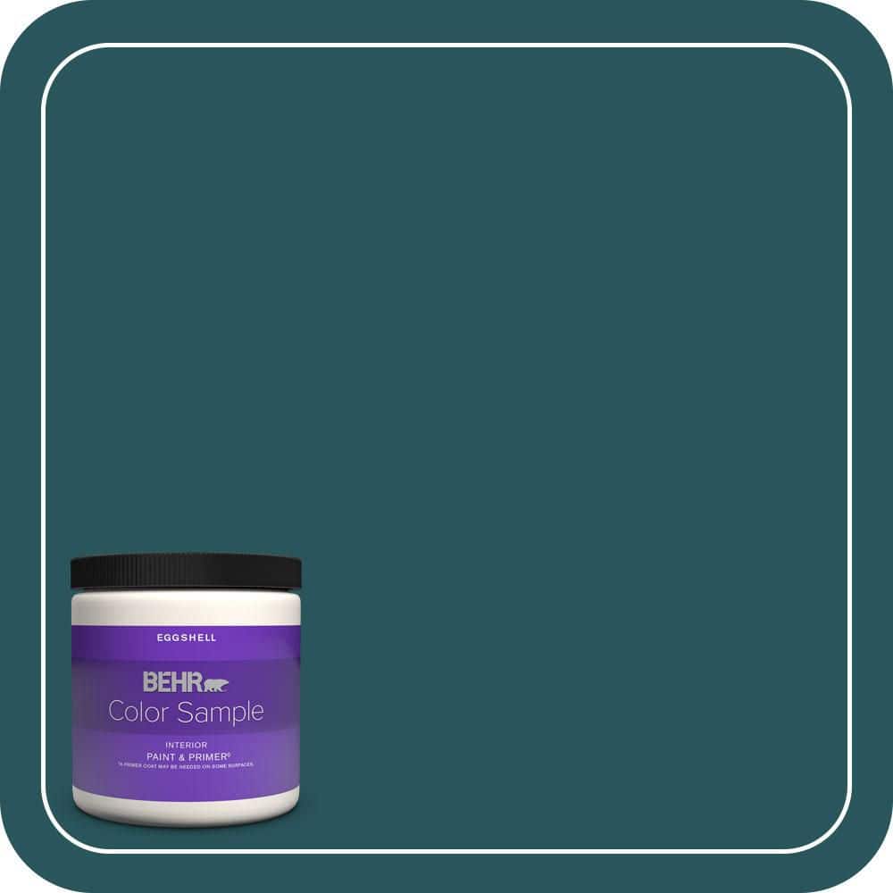 BEHR PREMIUM PLUS 8 oz. #MQ6-01 Ocean Abyss Eggshell Enamel Interior Paint & Primer Color Sample