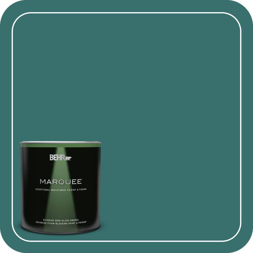 BEHR MARQUEE 1 qt. #500D-7 Caribbean Green Semi-Gloss Enamel Exterior Paint & Primer