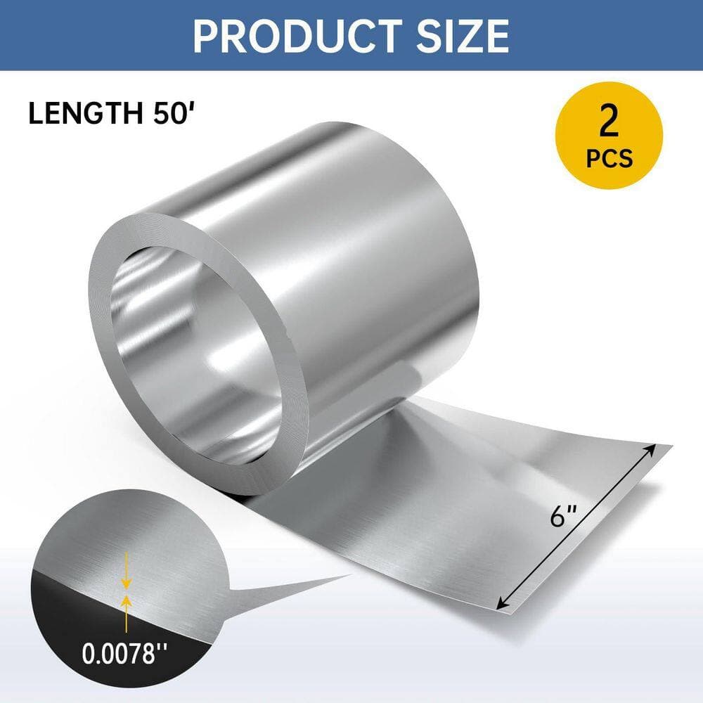 Laybus 6 in x 50 ft Aluminum Roof Flashing with Rust & Corrosion Resistant and Easy to Cut (2-Pack) (2)
