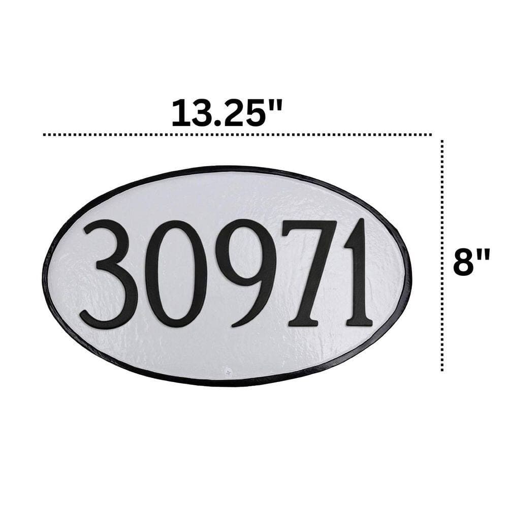 Montague Metal Products Classic Oval Standard Address Sign Plaque - White/Silver (3)