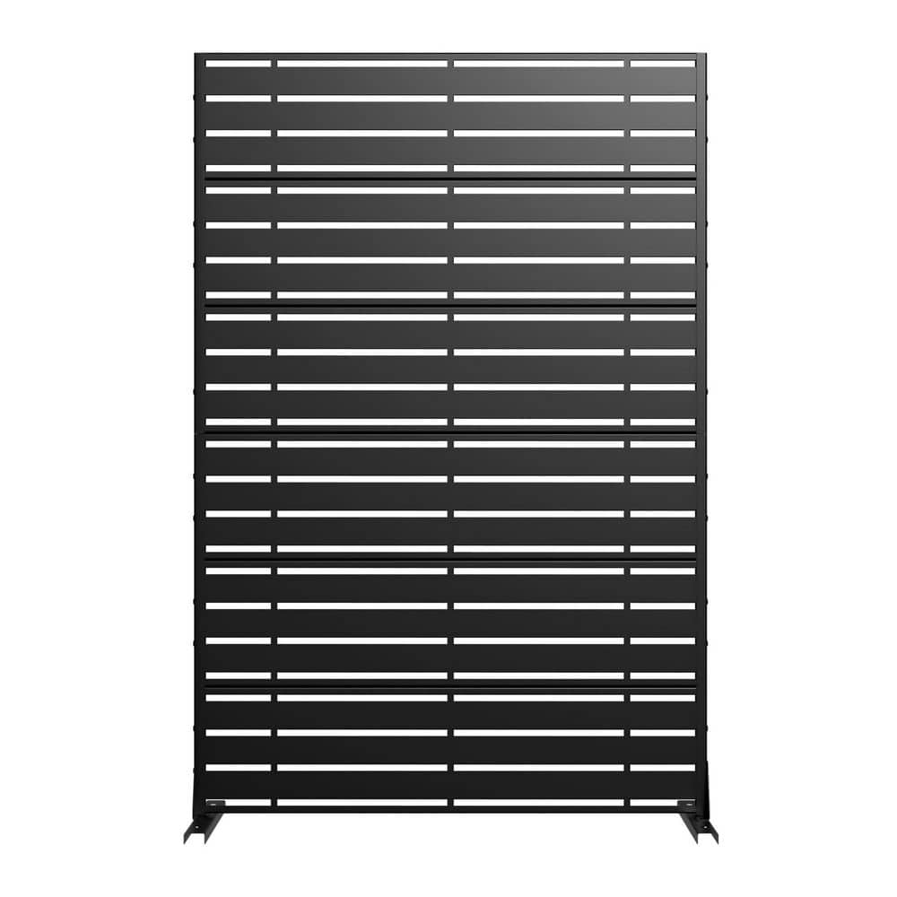 MAYEERTY 1-Piece 47 in. x 72 in. Black Metal Removable Outdoor Privacy Screen Decorative Art Pannel
