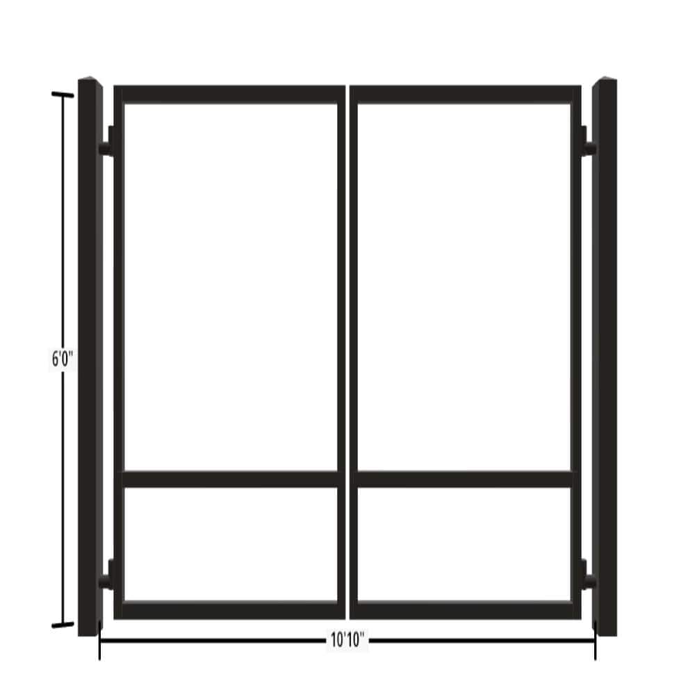Unbranded Driveway Gate — Swing, Center, Square, Black — 130"W x 72"H (1)