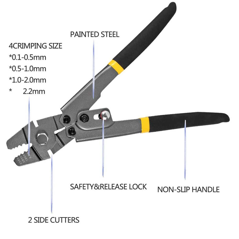 Unbranded Wire Rope Crimping Tool Kit with 1/16 Stainless Steel Cable 165 ft 7x7 Strand Core and 100 Ferrule Sleeves (2)