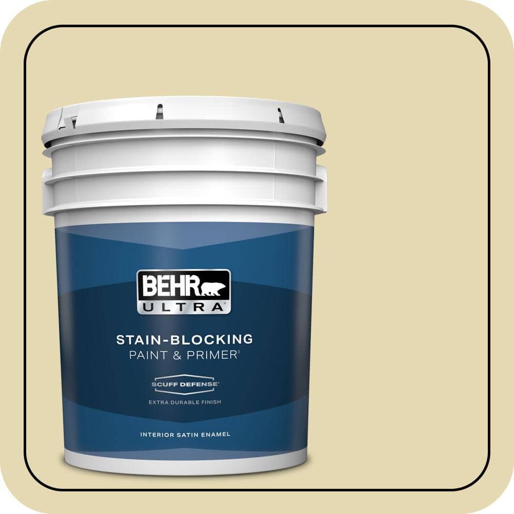 BEHR ULTRA 5 gal. #MQ3-42 Honey Mist Extra Durable Satin Enamel Interior Paint & Primer