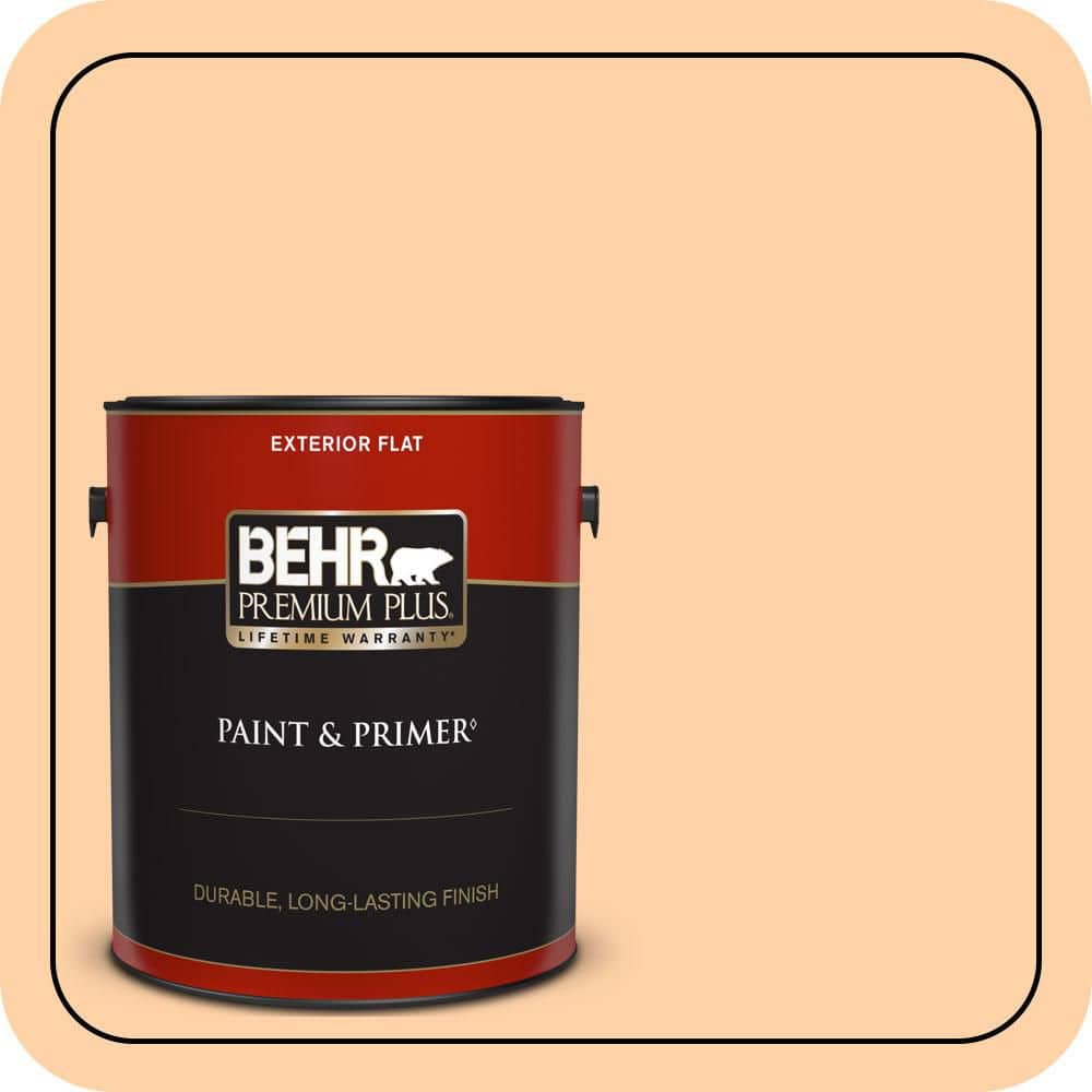 BEHR PREMIUM PLUS 1 gal. #P230-3 Vitamin C Flat Exterior Paint & Primer