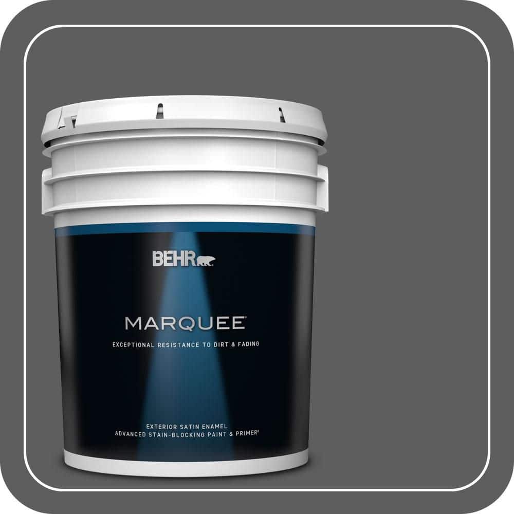 BEHR MARQUEE 5 gal. #N520-6 Asphalt Gray Satin Enamel Exterior Paint & Primer (1)