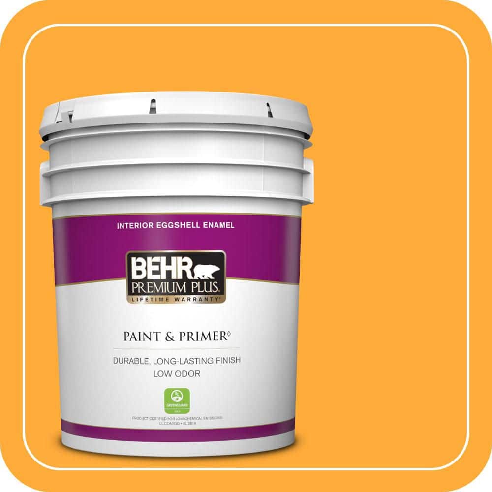 BEHR PREMIUM PLUS 5 gal. #S-G-310 Peach Butter Eggshell Enamel Low Odor Interior Paint & Primer