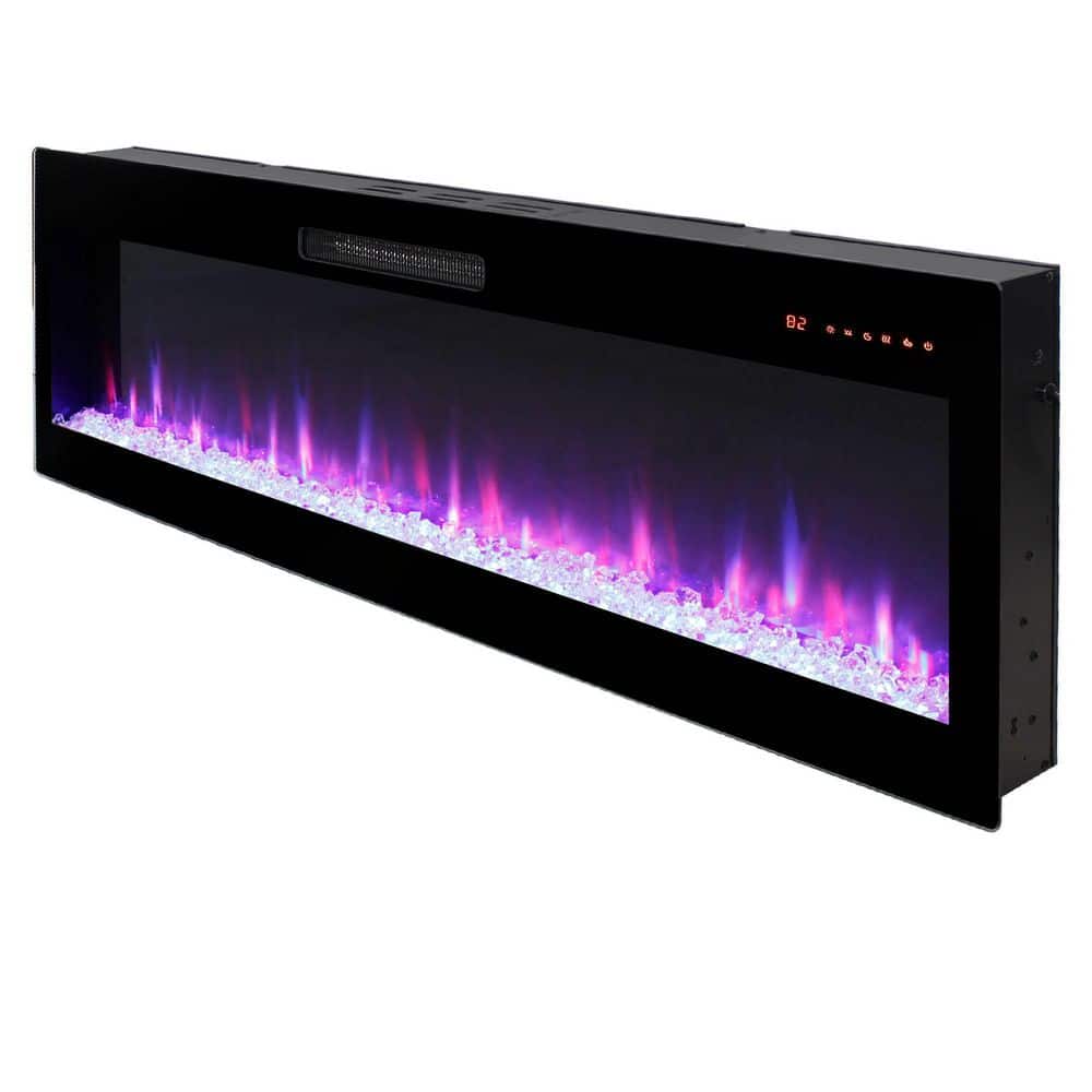 Clihome 60 in. Smart WiFi Electric Fireplace Insert 16 Flame Colors Voice App Control Wall Mount or Recessed (1)