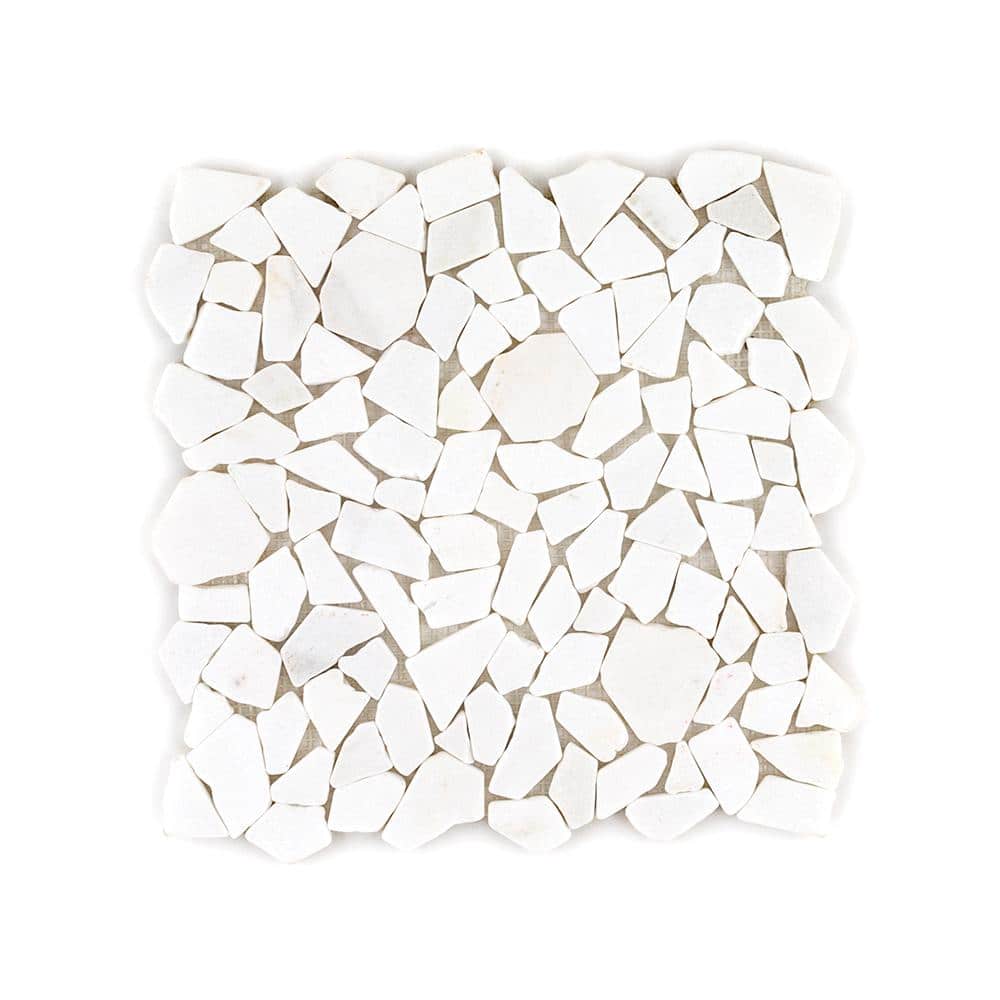 Jeffrey Court Elysian Shore White 12 in. x 12 in. Pebble Honed Marble Wall and Floor Mosaic Tile (1 sq. ft./Each) (2)