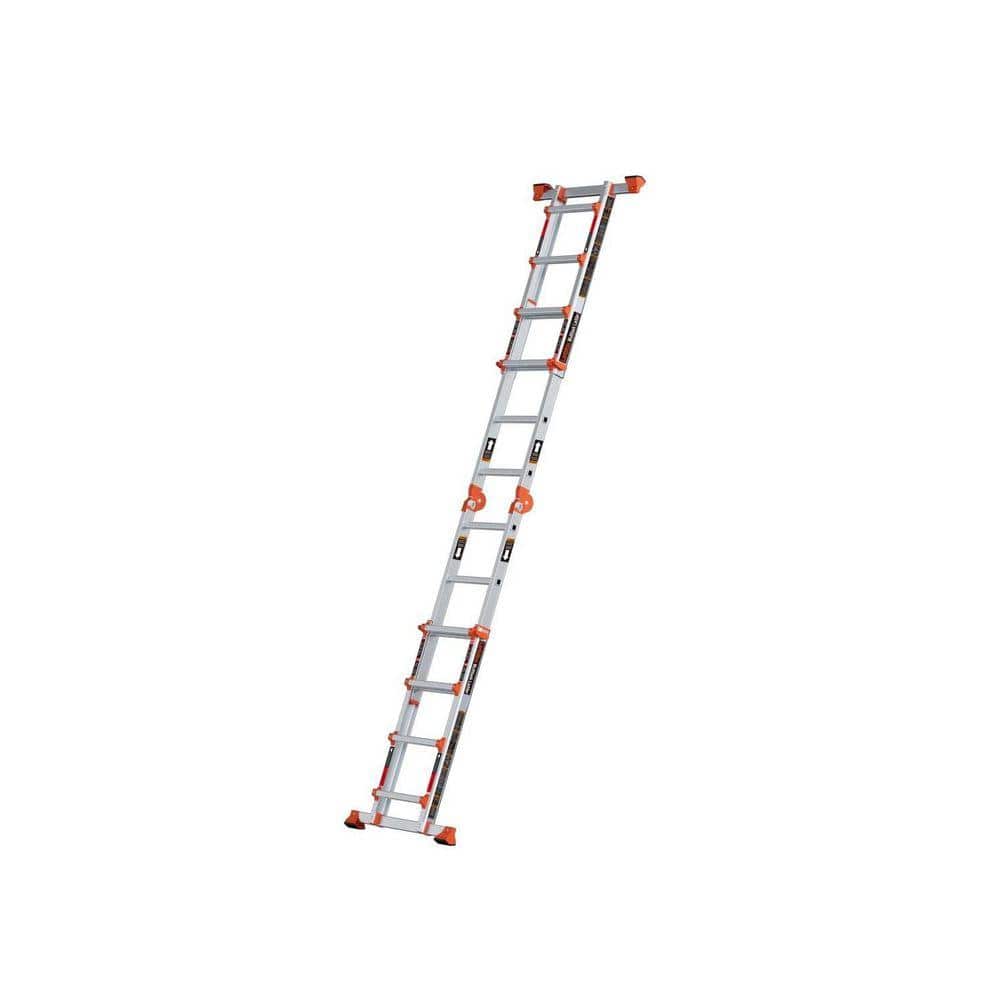 KIWDZFU A Frame 4 Step Ladder Extension Reach 14 ft. Aluminum Multi Position Folding Ladder 330 lbs. Load Telescoping Anti-Slip