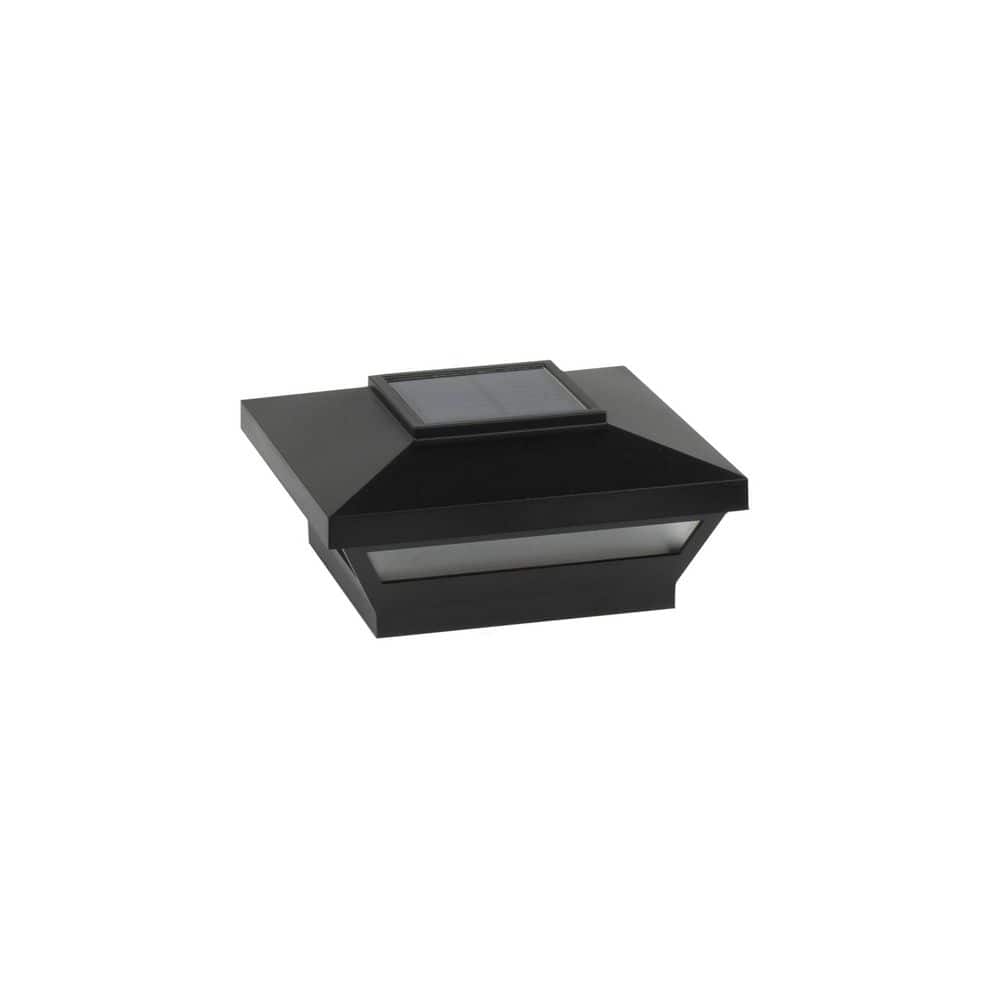 Deckorators Omni 4. in x 4 in. Black Plastic Pyramid Solar LED Post Cap (2-Pack) with Multi-Fit Adaptor