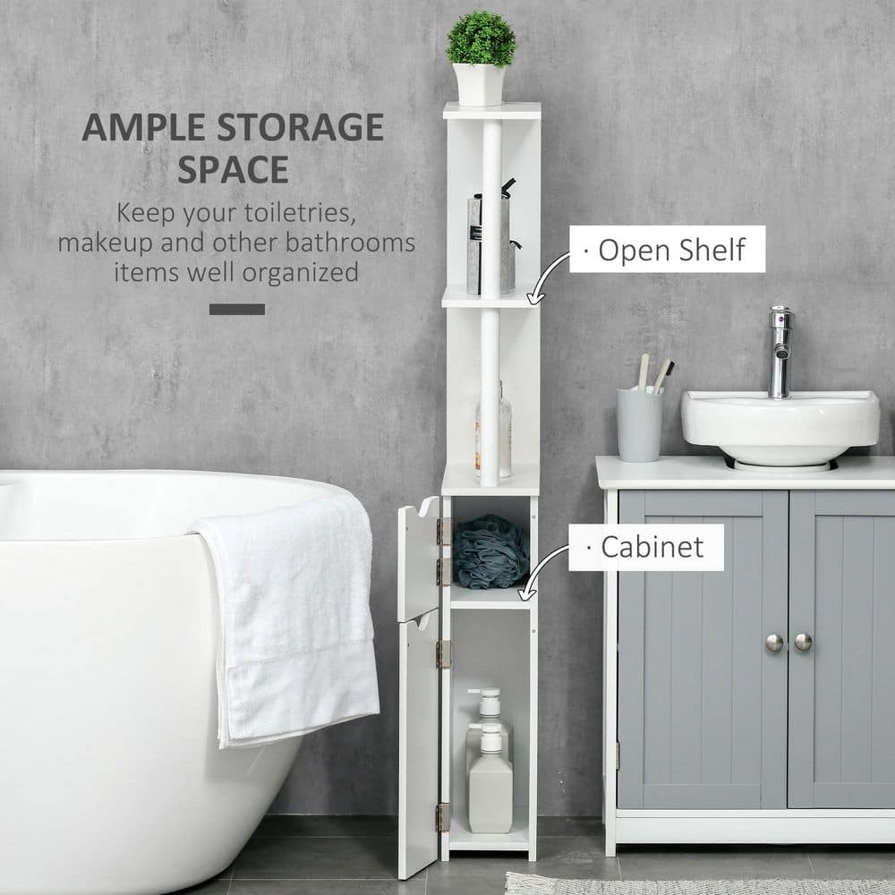 Tatayosi 6 in. W x 11.75 in. D x 46.5 in. H Tall Bathroom Storage Cabinet, Freestanding Linen Tower, White (3)