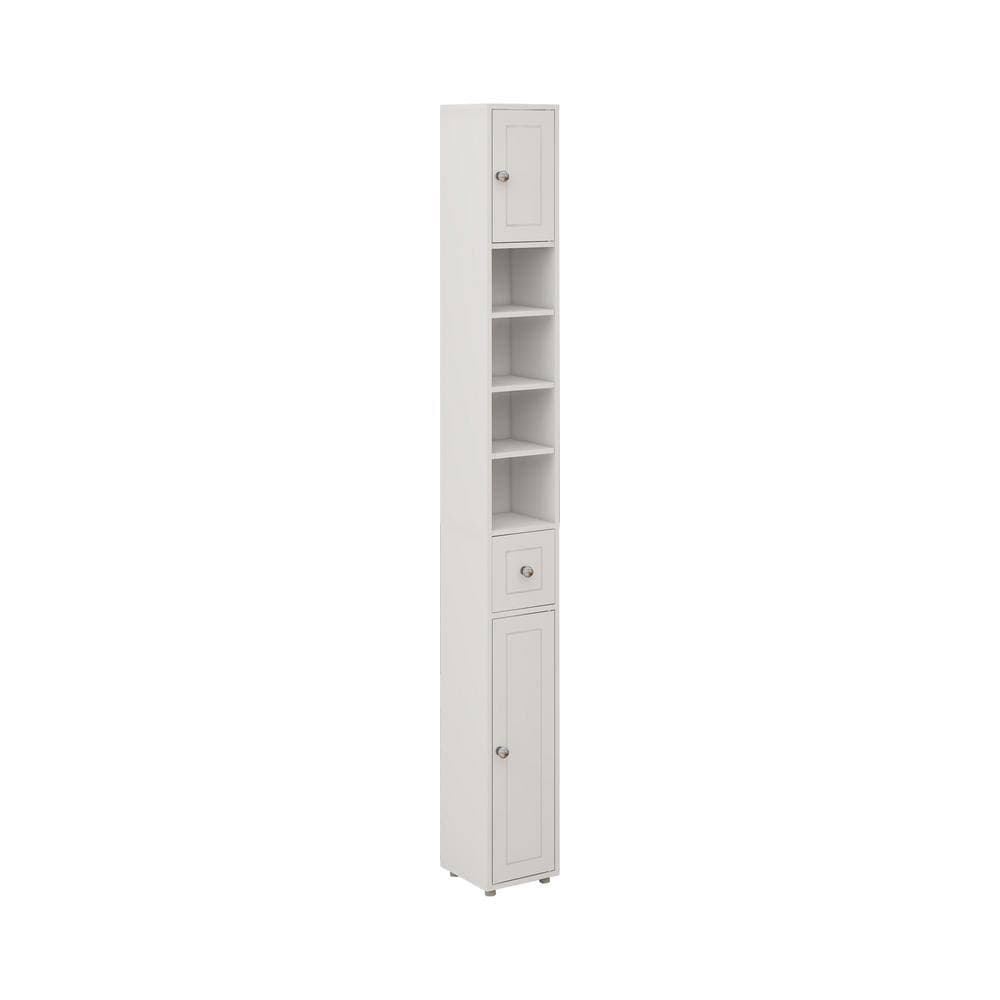 cadeninc 7.87 in. W x 7.87 in. D x 71 in. H White Bathroom Storage Cabinet with 1 Drawer and 2 Doors, 4 Adjustable Shelves (3)
