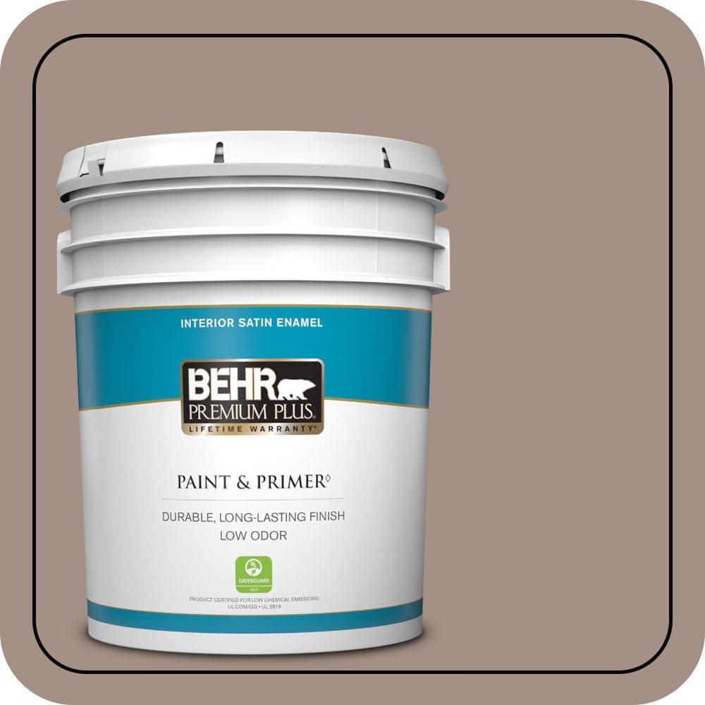BEHR PREMIUM PLUS 5 gal. #MQ2-33 Parisian Cafe Satin Enamel Low Odor Interior Paint & Primer