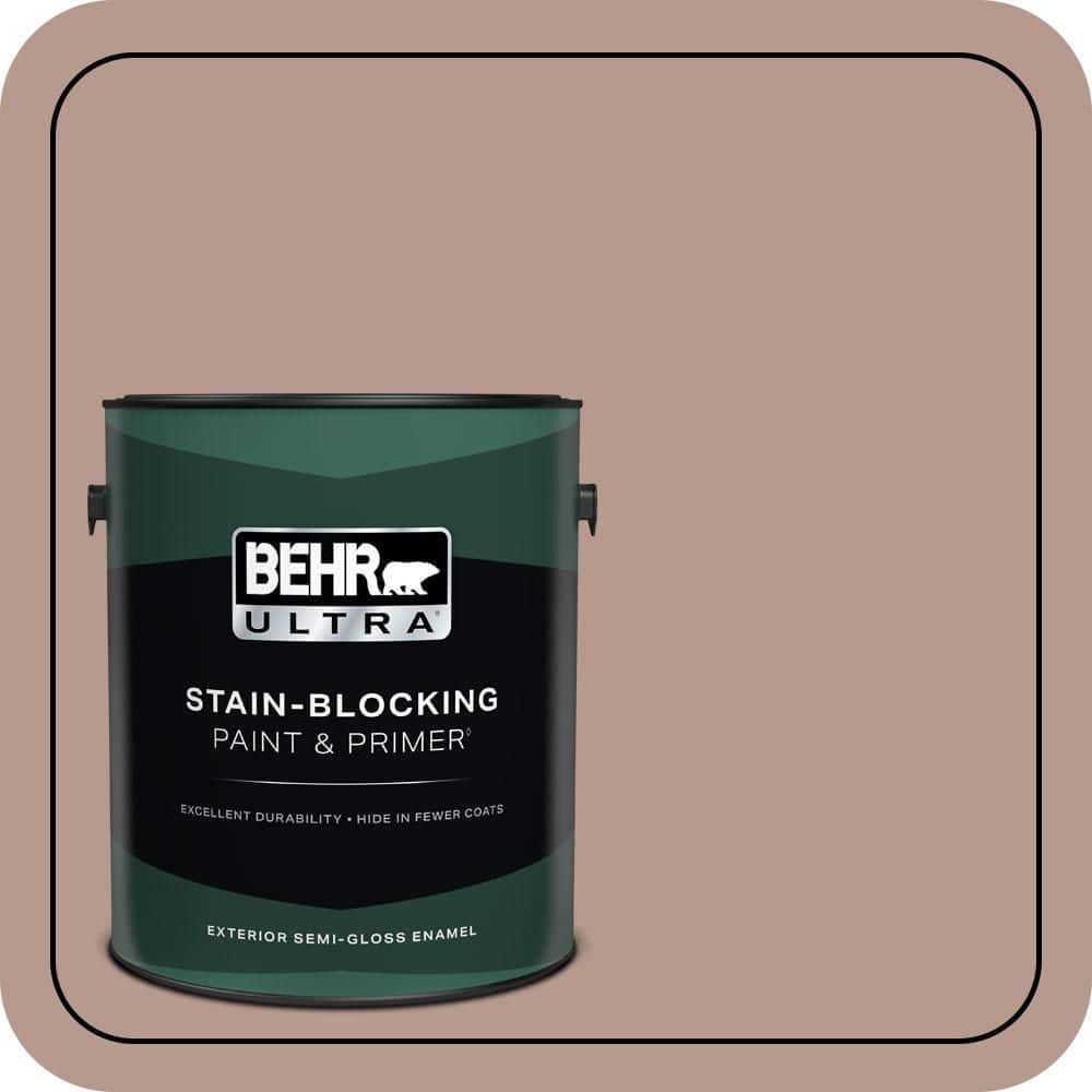 BEHR ULTRA 1 gal. #MQ1-55 Lite Cocoa Semi-Gloss Enamel Exterior Paint & Primer