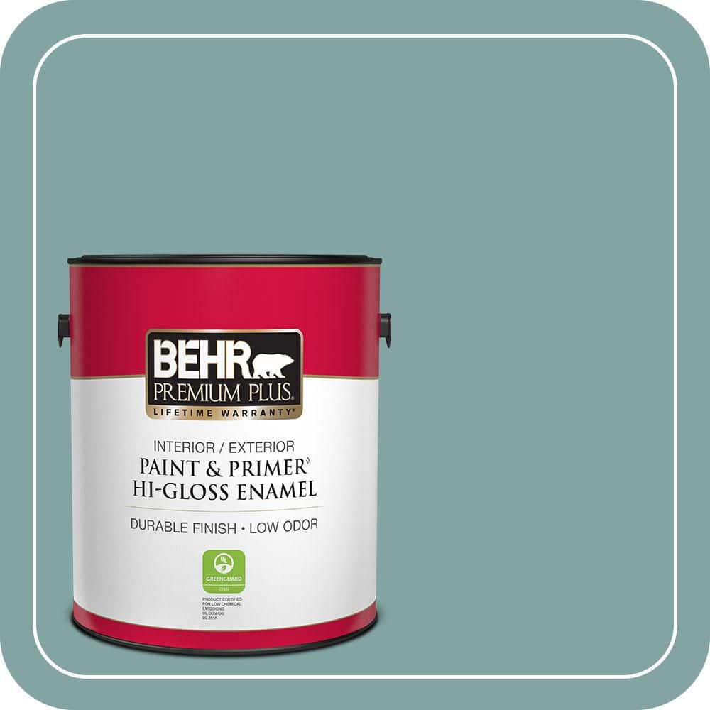 BEHR PREMIUM PLUS 1 gal. #MQ6-7 Schooner Hi-Gloss Enamel Interior/Exterior Paint & Primer