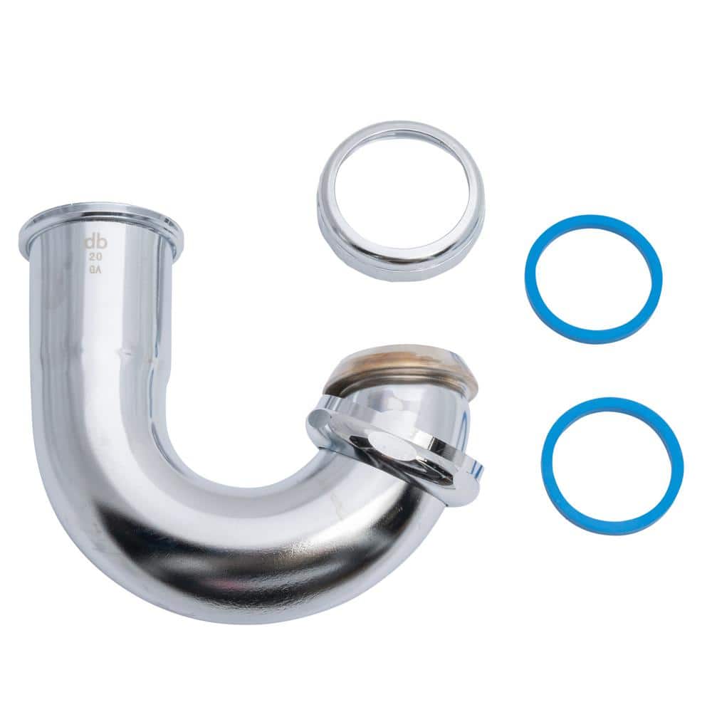 Dearborn Brass 1-1/2 in. 20-Gauge Brass Sink Drain J-Bend, Chrome-Plated (3)