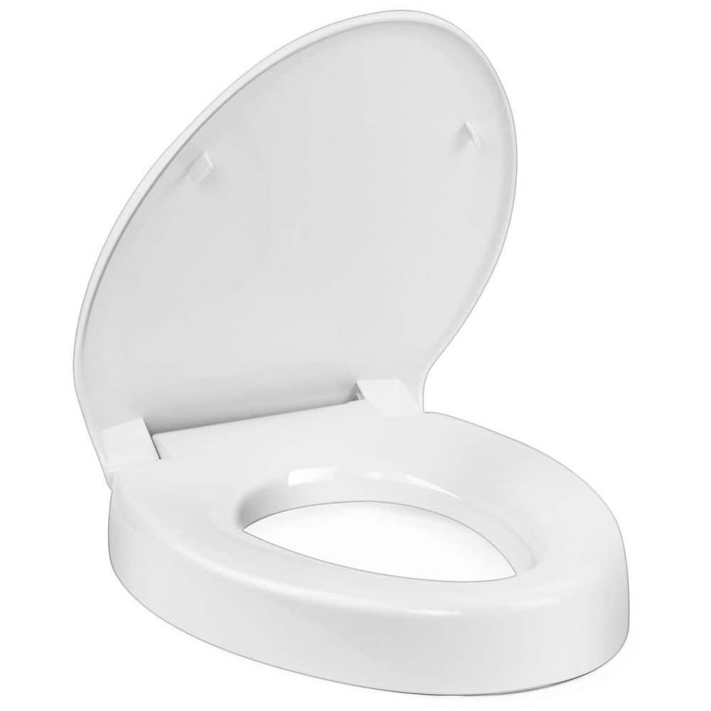 Wudkey Raised Toilet Seat 3 in. for Standard Elongated Toilets 18–19 in. Bowl Length, Slow-Close Lid, Non-Slip Stable Design