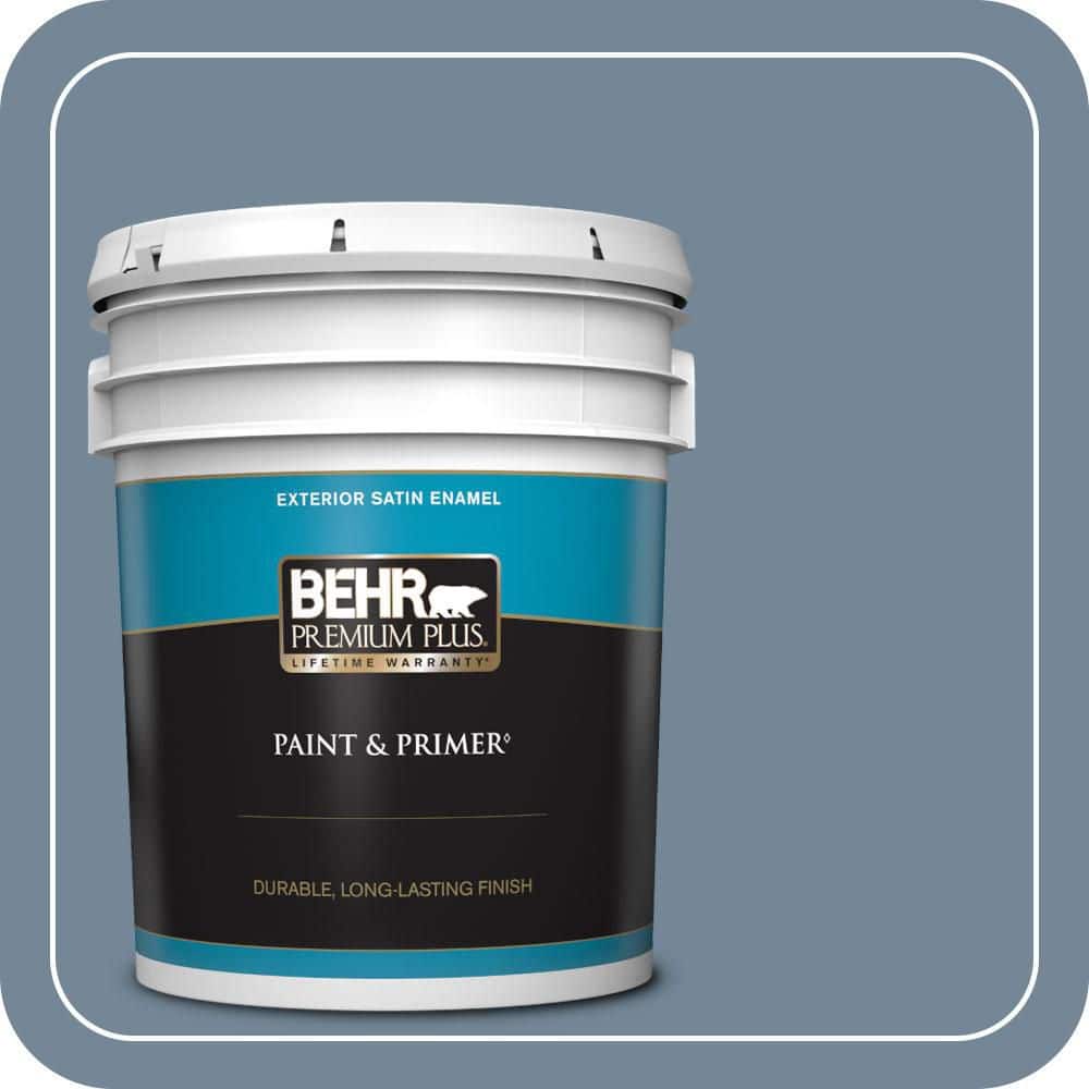 BEHR PREMIUM PLUS 5 gal. #570F-5 Skipper Satin Enamel Exterior Paint & Primer
