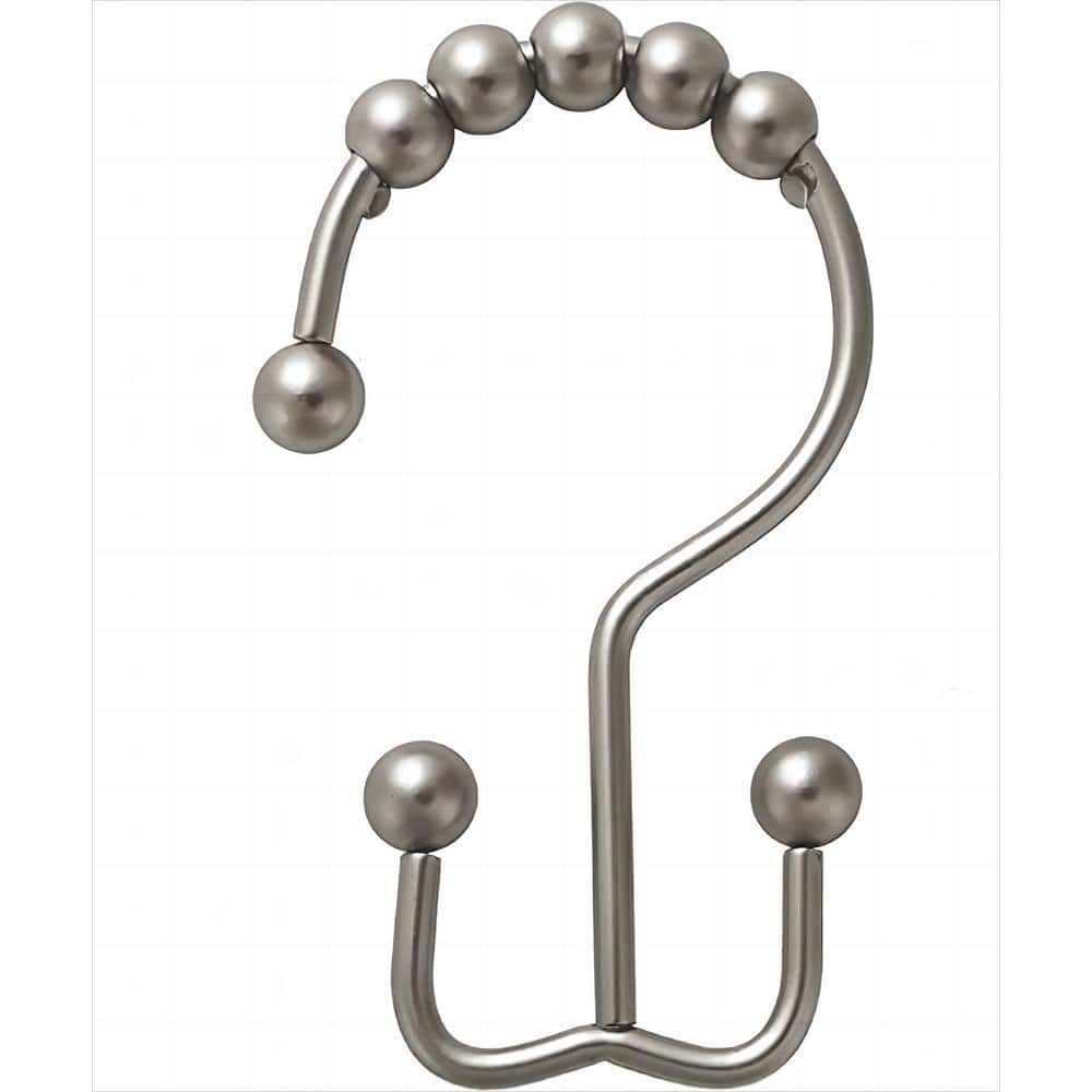 Dyiom Rust-Resistant Metal Double Glide Shower Hooks for Bathroom Shower Curtains Rings/Hooks, in Nickel (1)