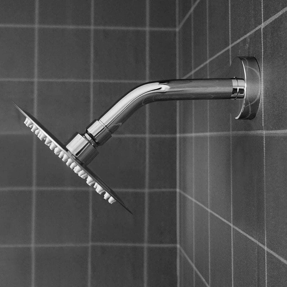 Esepony 6 in. Stainless Steel Shower Arm with Flange for Fixed Showerheads, Bathroom Installation, and General Plumbing, Chrome (2)