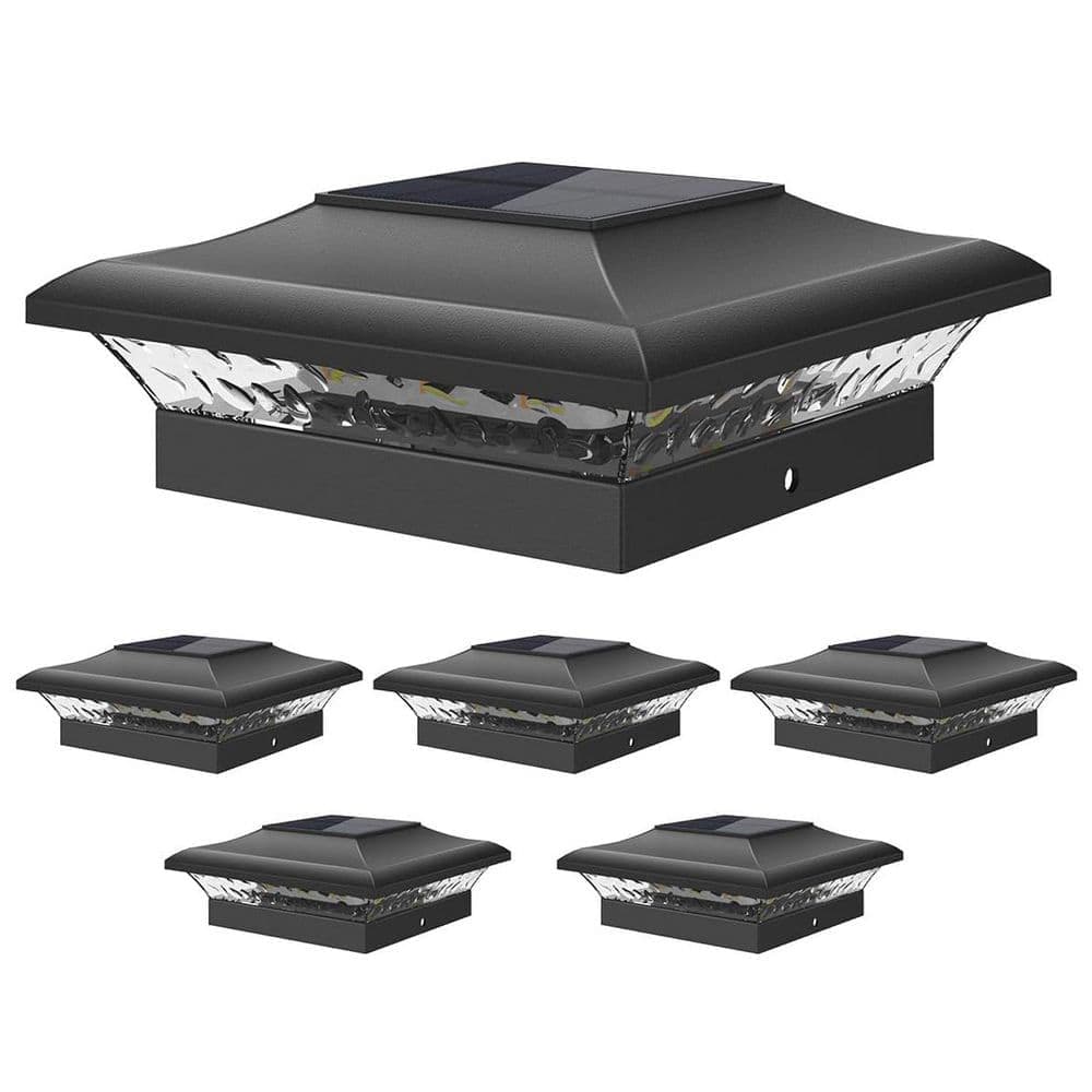 Afoxsos 6-Pack Waterproof Solar Powered Post Cap Lights for 4 x 4 Vinyl/Wooden Posts w Dual Warm/Cool White Modes for Outdoor (1)