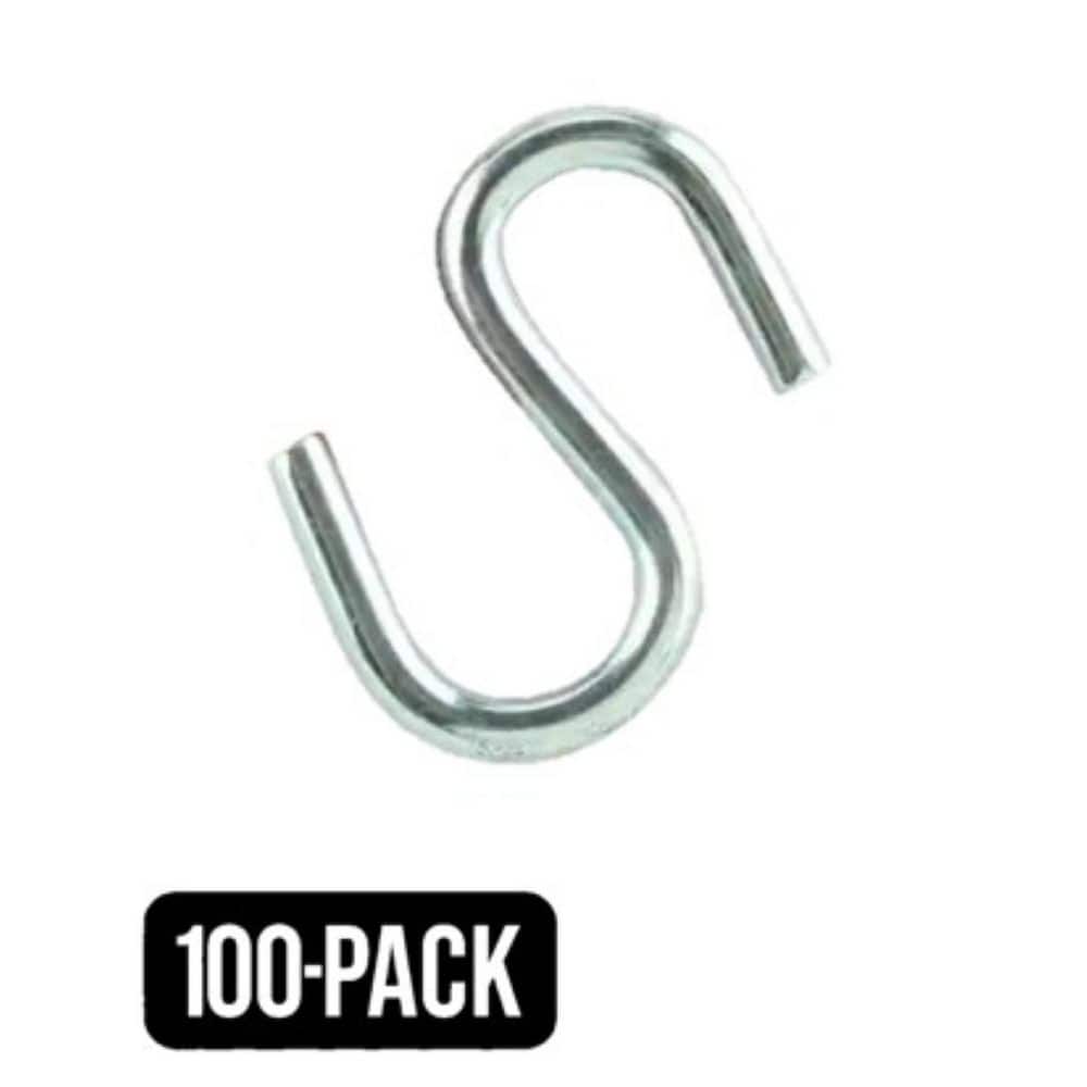 Everbilt 1/8 in. x 1-1/4 in. Zinc-Plated Rope S-Hook (100-Pack) (1)