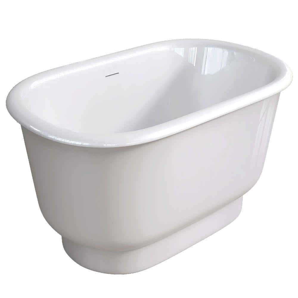 NTQ 47 in. W x 30 in. L Soaking Bathtub Acrylic Tubs Stand Alone Oval Free Standing Tub Freestanding in White (1)