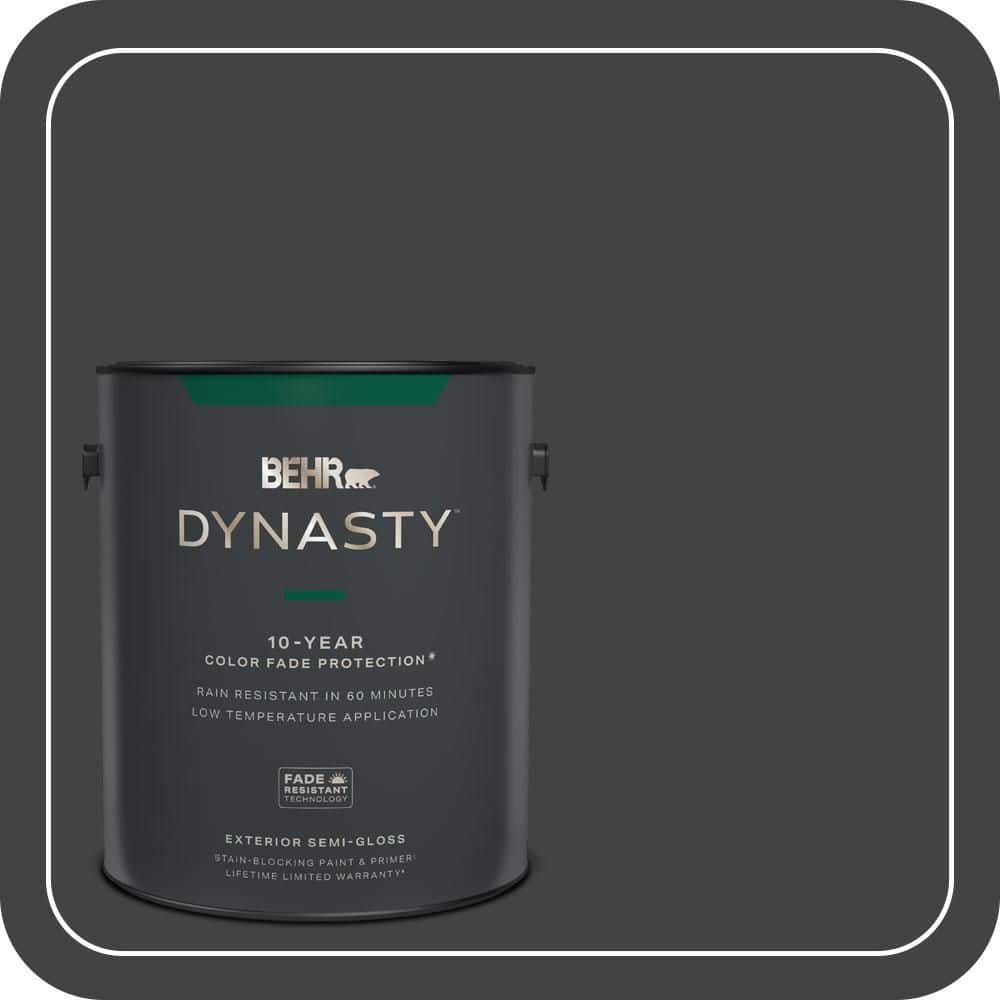 BEHR DYNASTY 1 gal. #S-H-790 Black Suede Semi-Gloss Exterior Stain-Blocking Paint & Primer