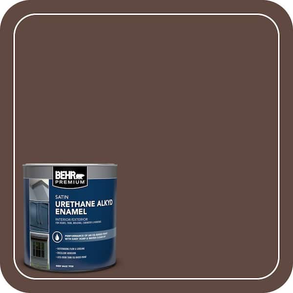 BEHR PREMIUM 1 qt. #N150-7 Chocolate Therapy Satin Enamel Urethane Alkyd Interior/Exterior Paint (2)