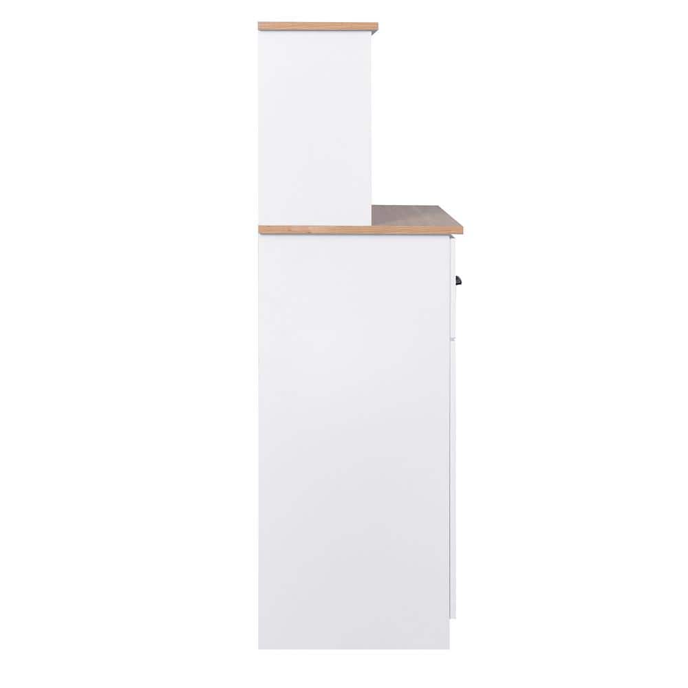 Unbranded 23.62 in. W x 15.75 in. D x 49.41 in. H White Wood Linen Cabinet with Large Open Shelf, Drawers and Adjustable Shelf (2)