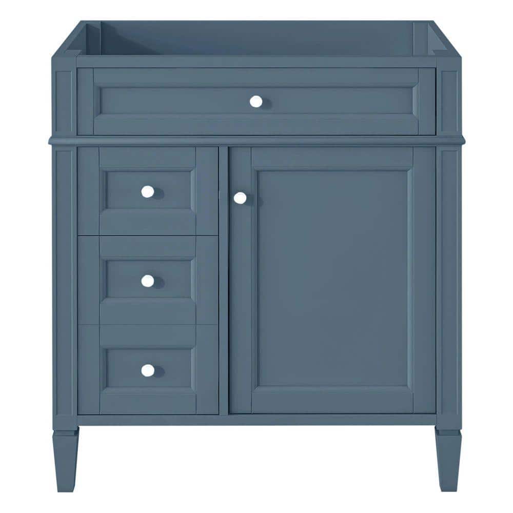 Cesicia 30. in. Modern Bath Vanity Cabinet without Top in Indigo with 2 Drawers and a Tip-out Drawer (1)