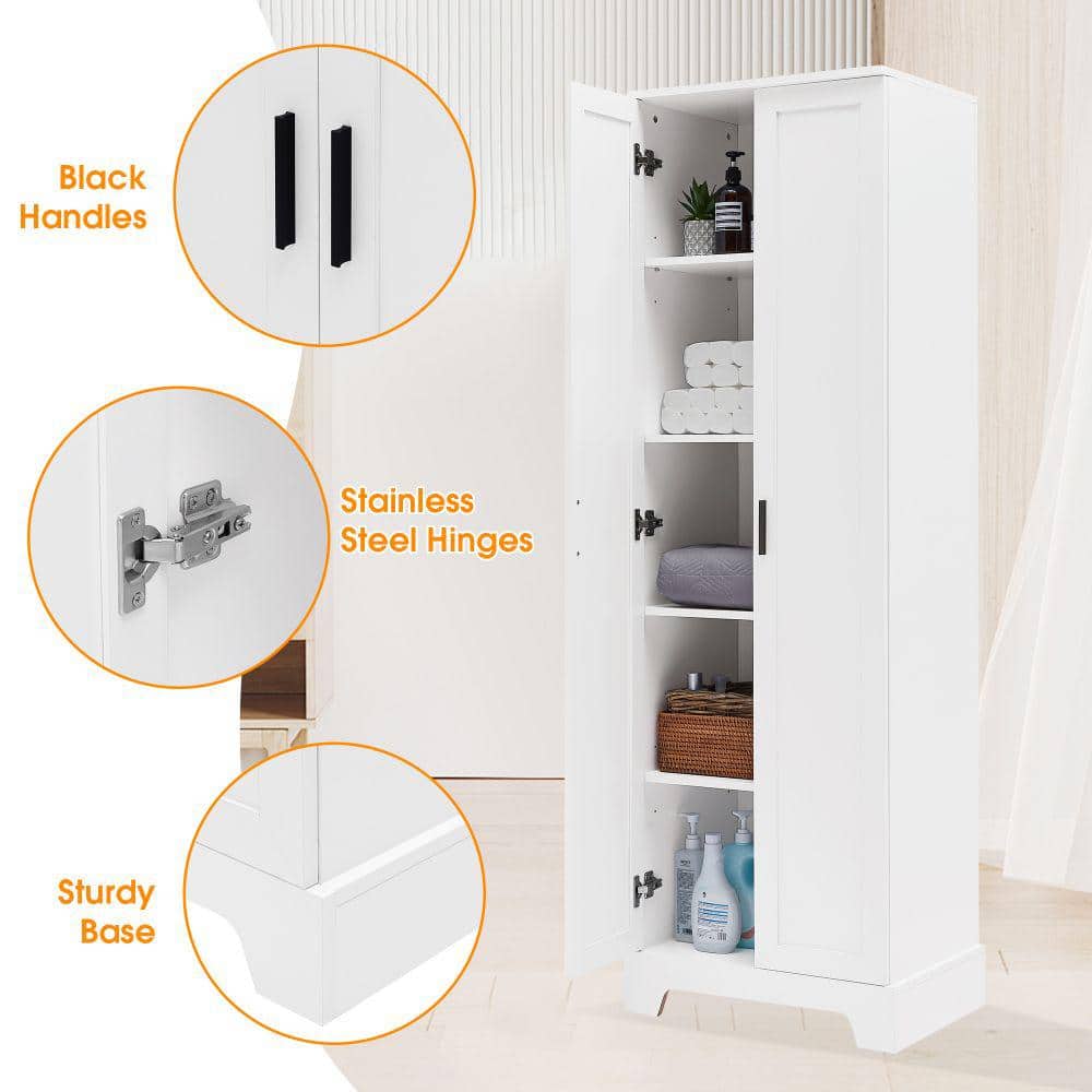 Amucolo 23.3 in. W 16.9 in. D 71.2 in. H Linen Cabinet with Adjustable Shelf (4)