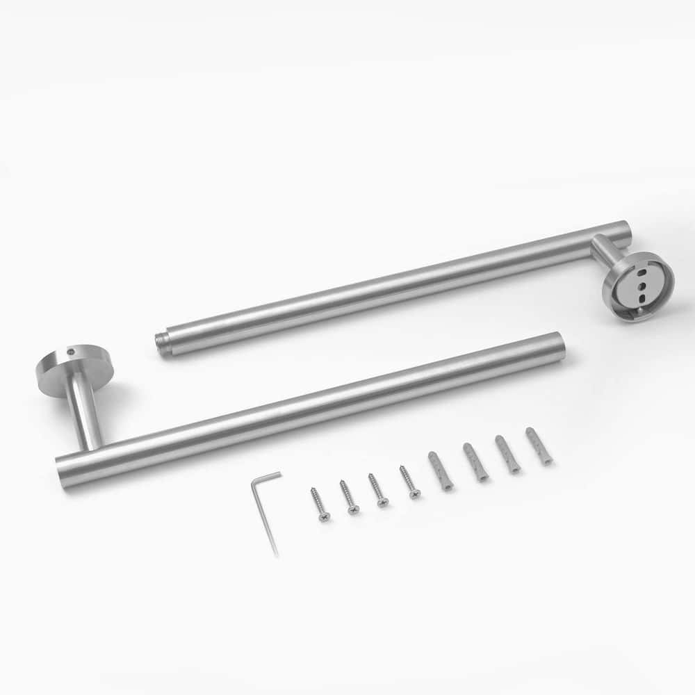 Unbranded 1-Pack Brushed Nickel SUS304 Stainless Steel 13.98 in. Wall-Mounted Modern Bathroom Towel Bar Holder Rack (2)