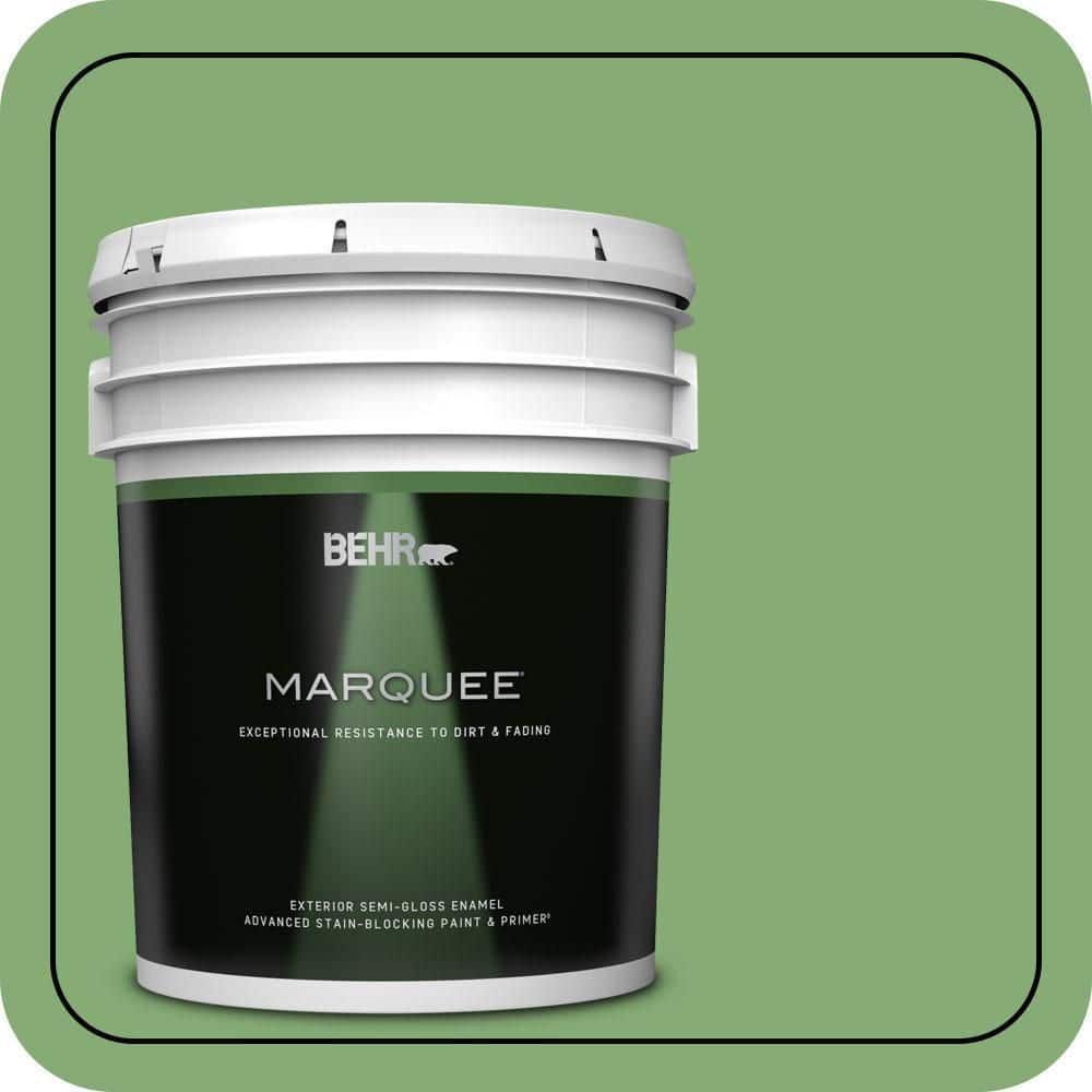 BEHR MARQUEE 5 gal. #440D-5 Pesto Semi-Gloss Enamel Exterior Paint & Primer