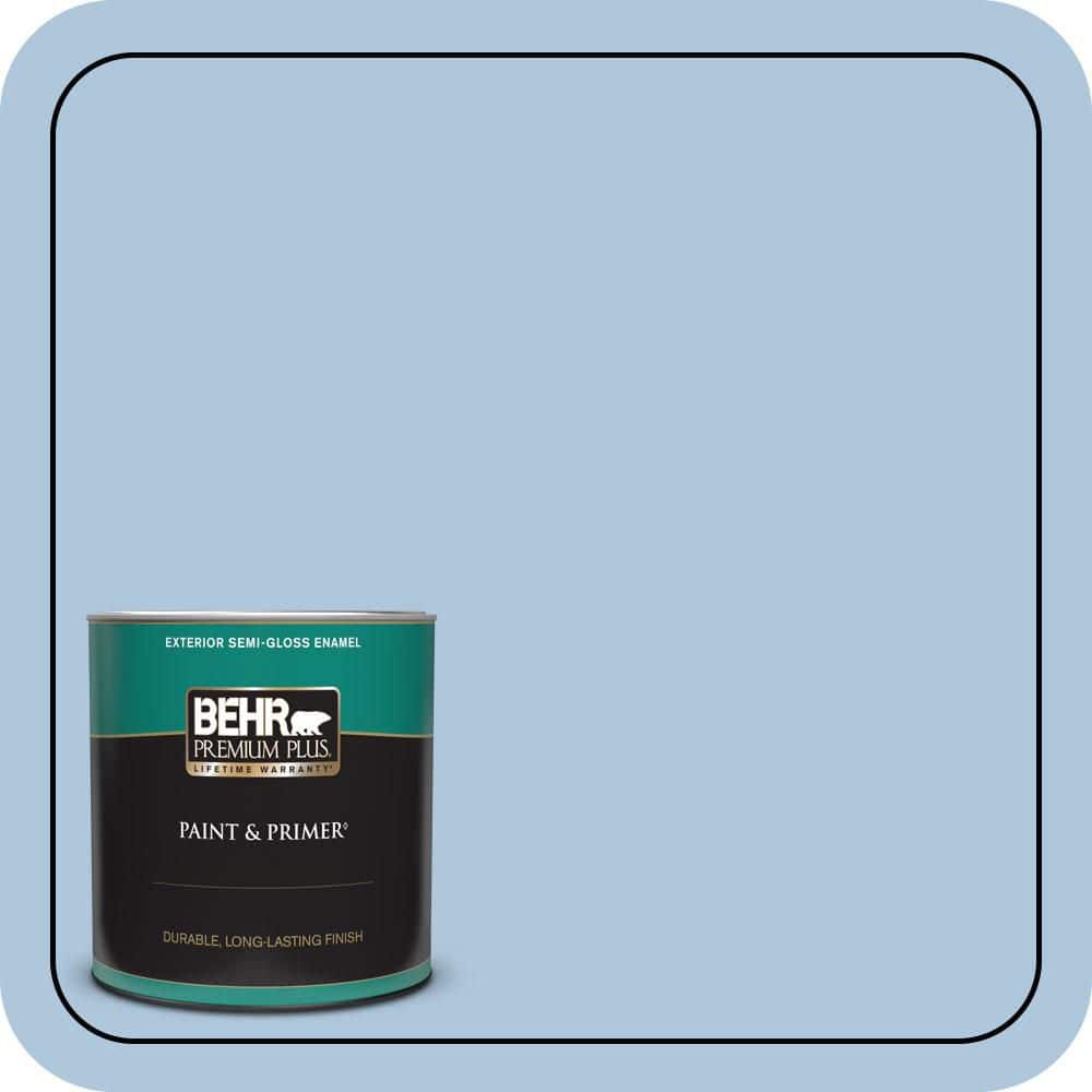 BEHR PREMIUM PLUS 1 qt. #PPU14-13 Caspian Tide Semi-Gloss Enamel Exterior Paint & Primer