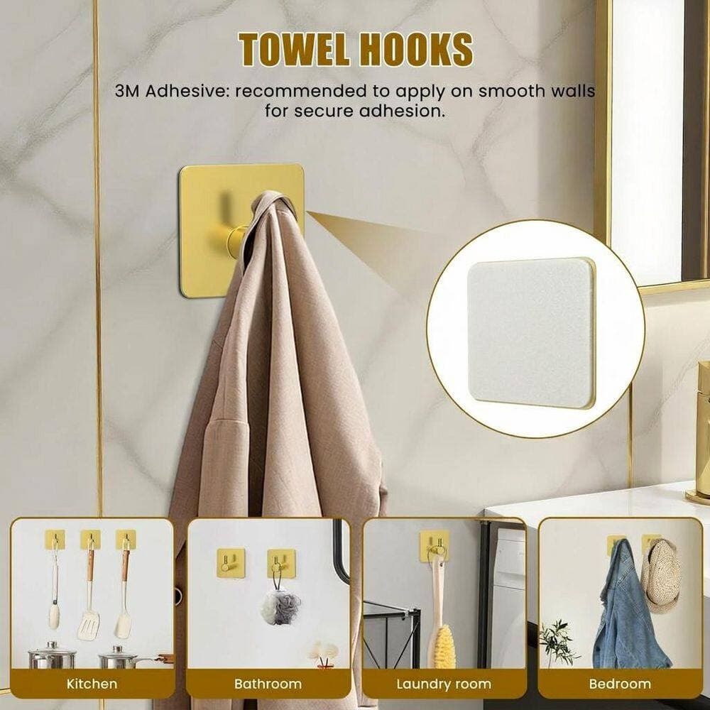 Unbranded 5-Piece Brushed Gold Stainless Steel Bathroom Hardware Set Wall Mounted 24 in. Towel Bar Hooks Holder (3)