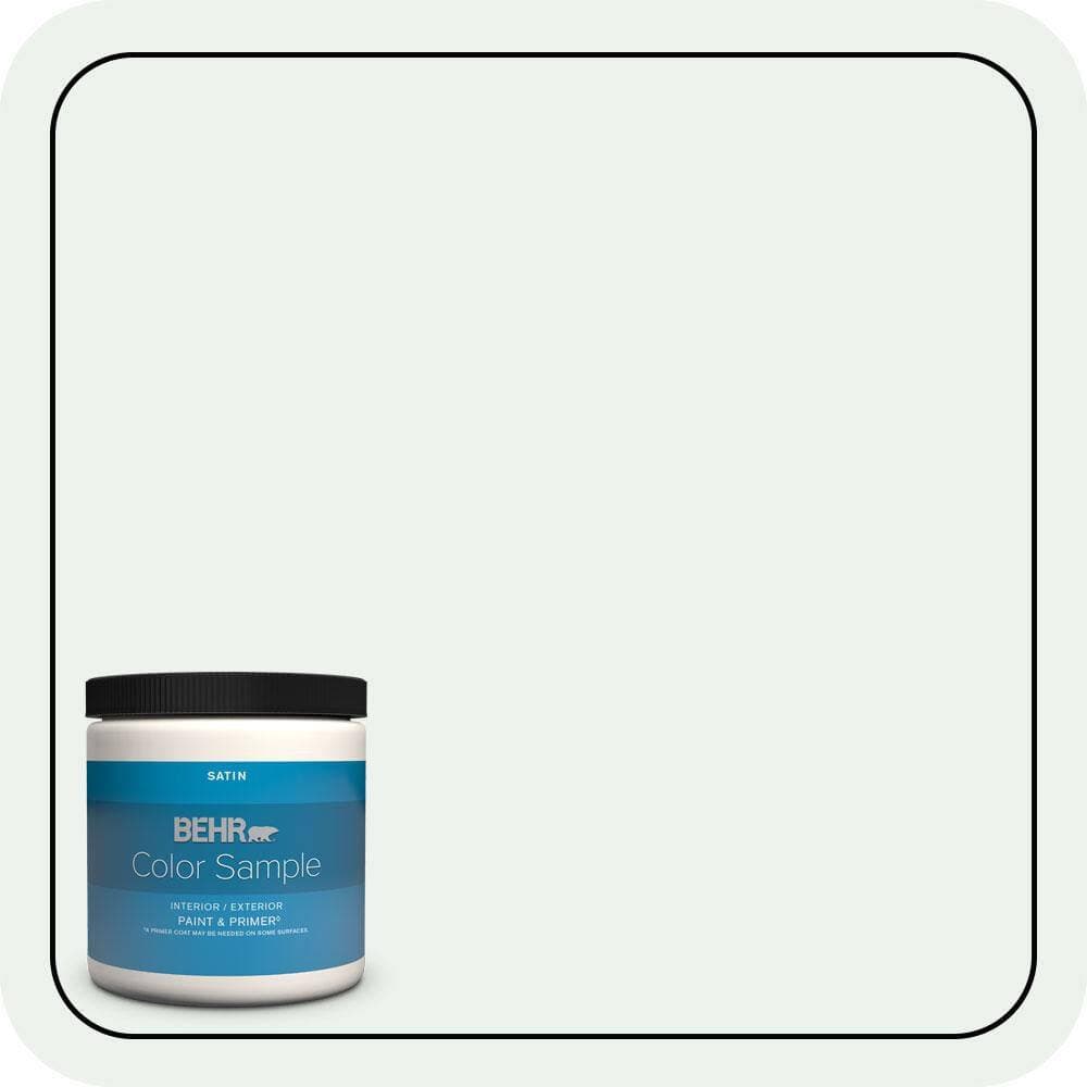BEHR PREMIUM PLUS 8 oz. #W-D-500 Cascade White Satin Enamel Interior/Exterior Paint & Primer Color Sample