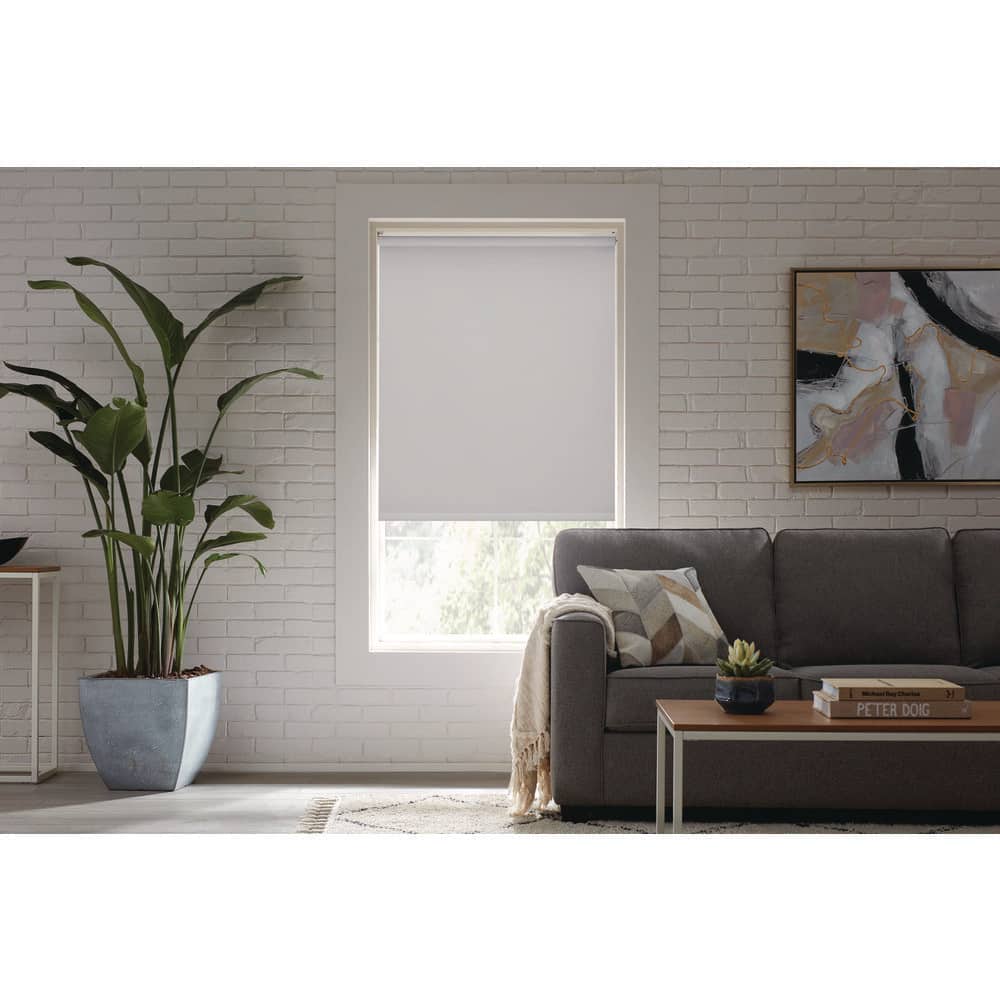 Home Decorators Collection Cut-to-Size White Cordless Blackout Fabric Roller Window Shade 55.25 in. W x 72 in. L