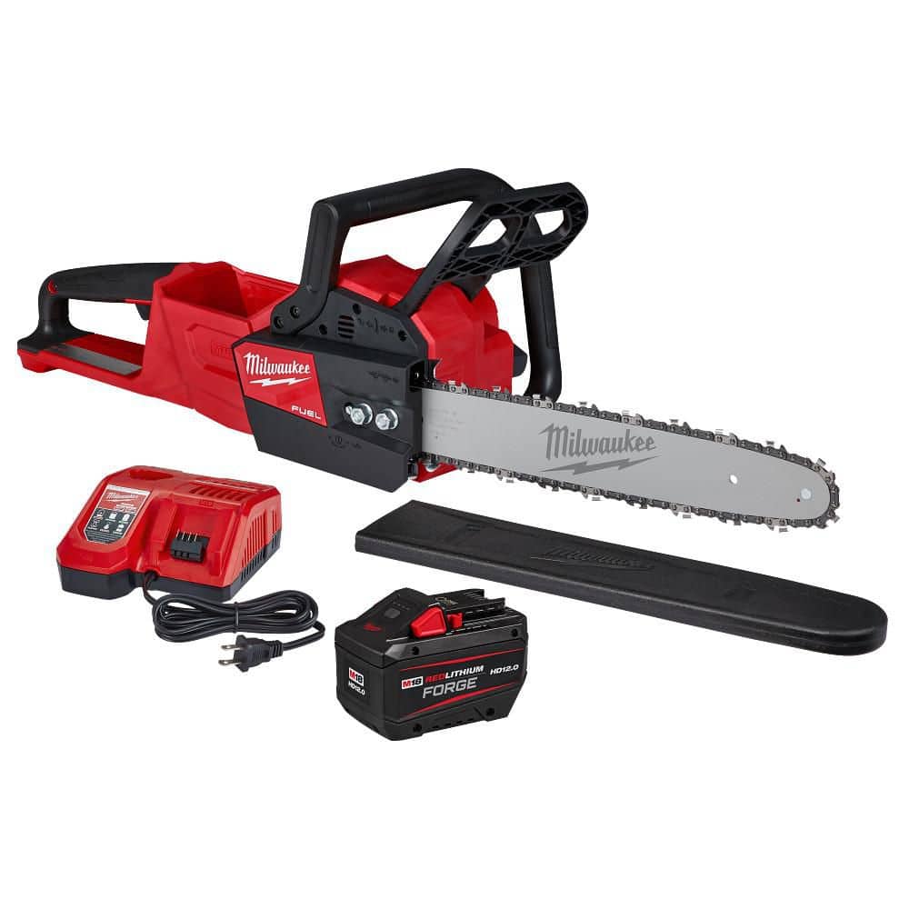 Milwaukee M18 FUEL 16 in. 18V Lithium-Ion Brushless Battery Chainsaw Kit with 12.0 Ah Battery and M18 Rapid Charger