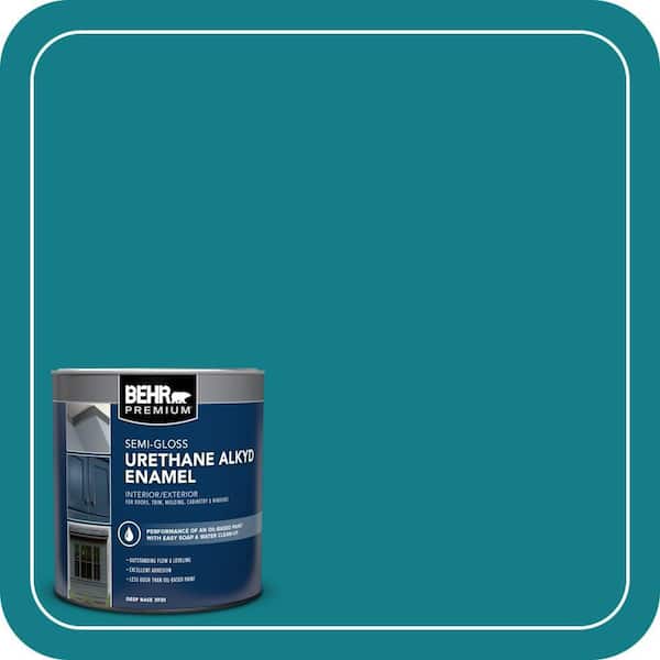 BEHR PREMIUM 1 qt. #PPU13-01 Caribe Semi-Gloss Enamel Urethane Alkyd Interior/Exterior Paint (2)