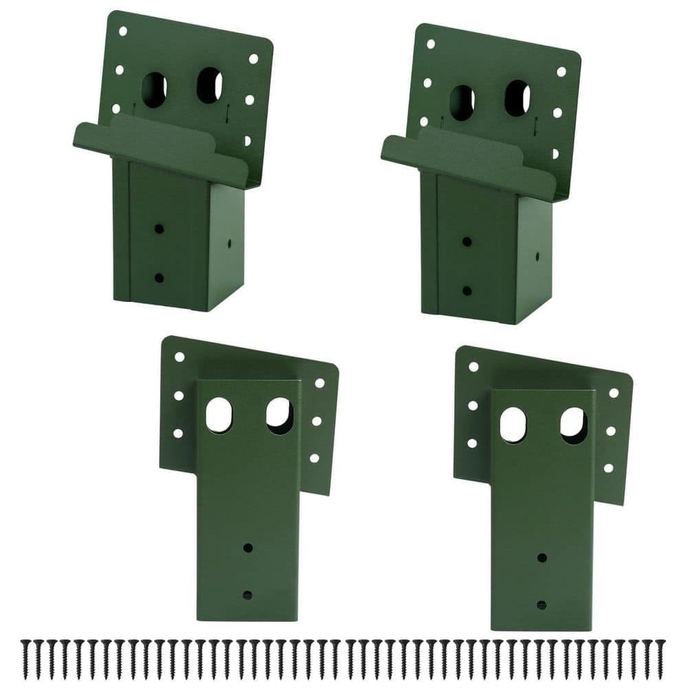 NVNOO 3.6 in. W x 3.6 in. D Compound Angle Brackets for Deer Stand Hunting Blinds and Tree Houses, Green (4-Pack) (1)