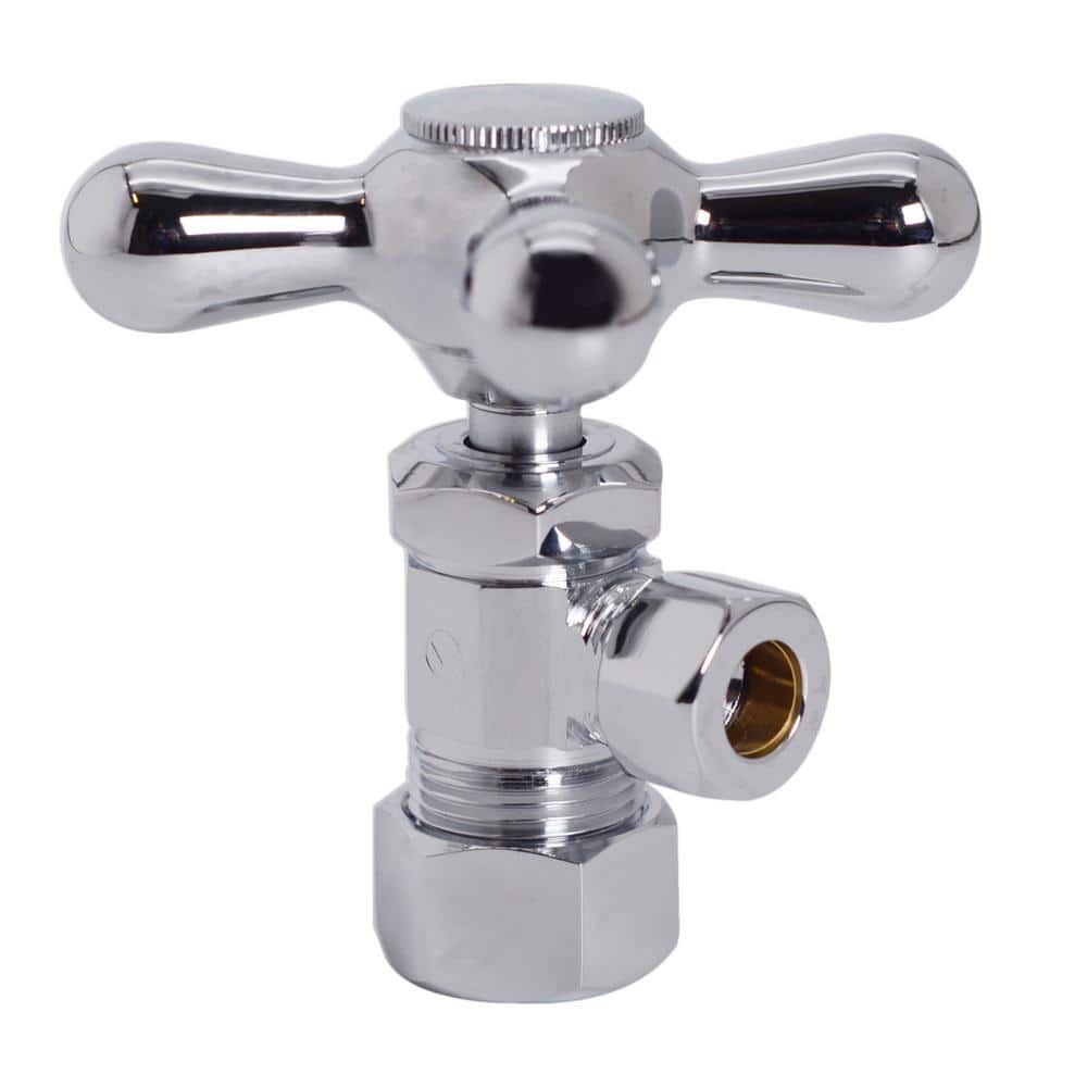 Westbrass 5/8 in. O.D. x 3/8 in. O.D. Comp Outlet x 15 in. Corrugated Supply Line Kit with Cross Handle, Polished Chrome (3)